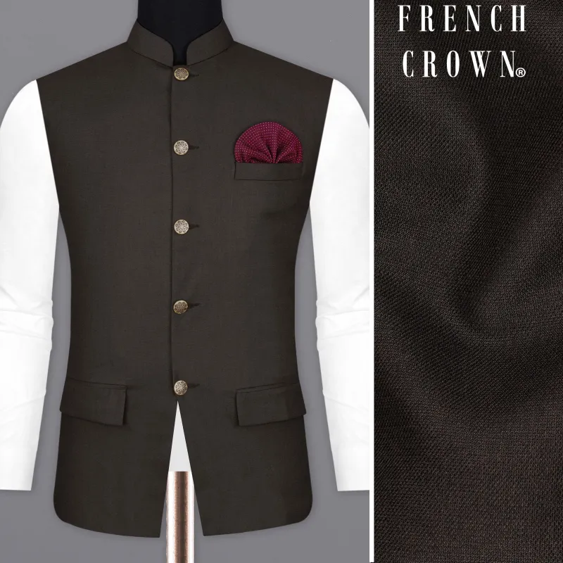 Baltic Sea Brown Bandhgala Nehru Jacket sold by French Crown