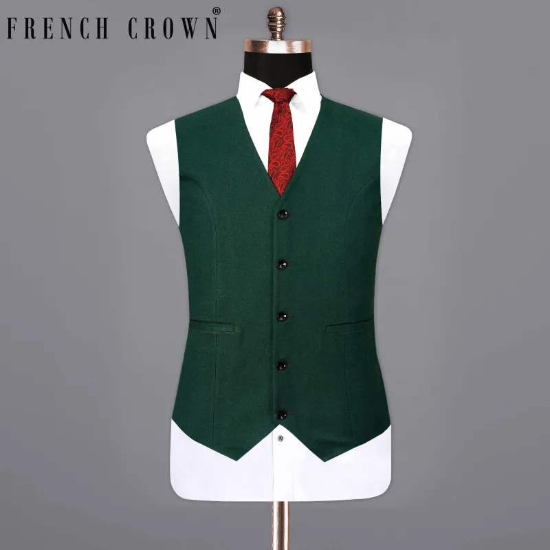 Celtic Green Textured Waistcoat sold by French Crown