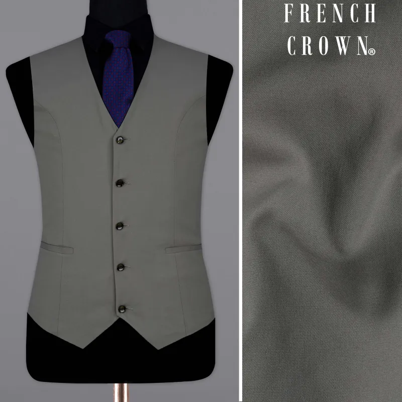 Storm Dust Gray Textured Waistcoat sold by French Crown