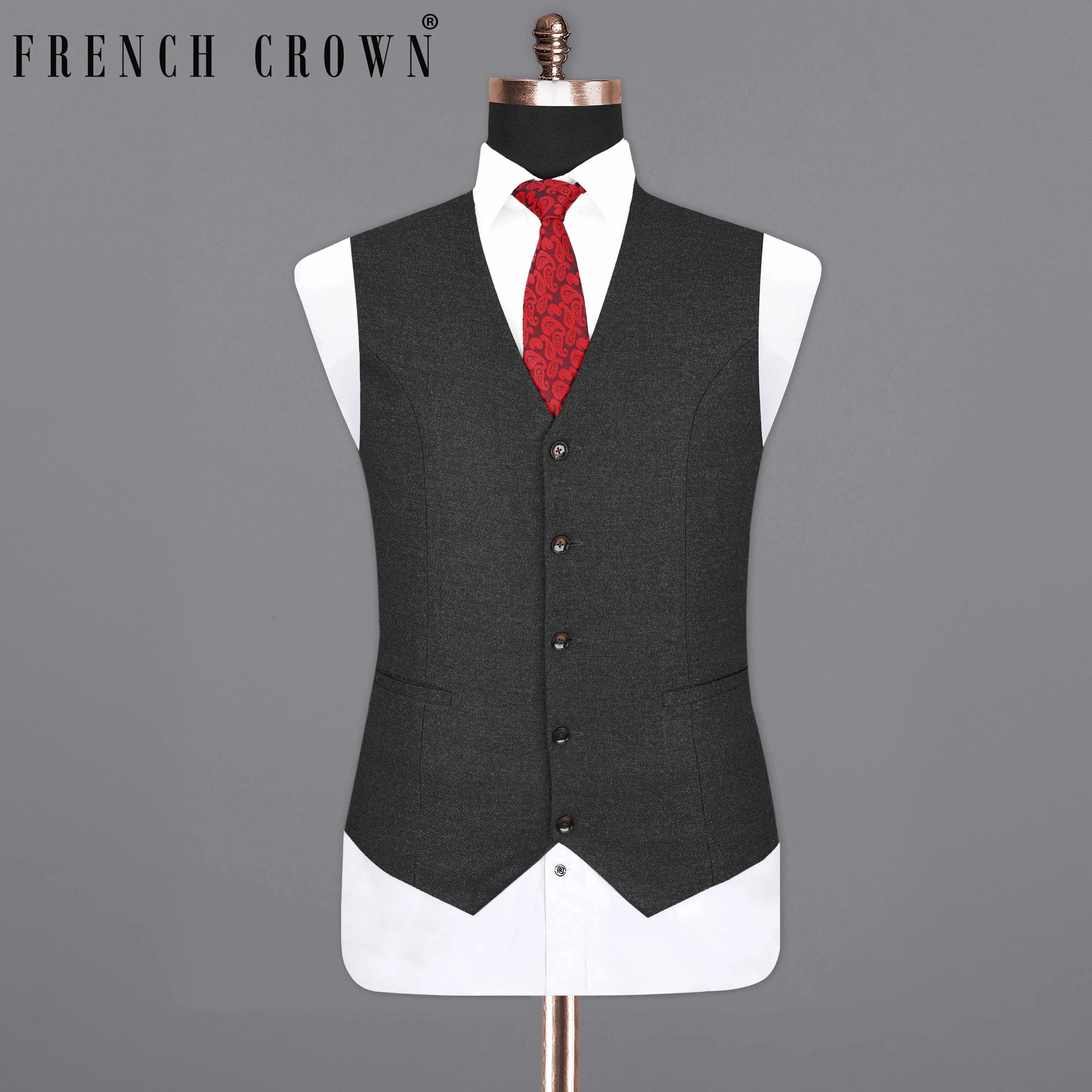 Mine Shaft Gray Pure Wool Waistcoat sold by French Crown