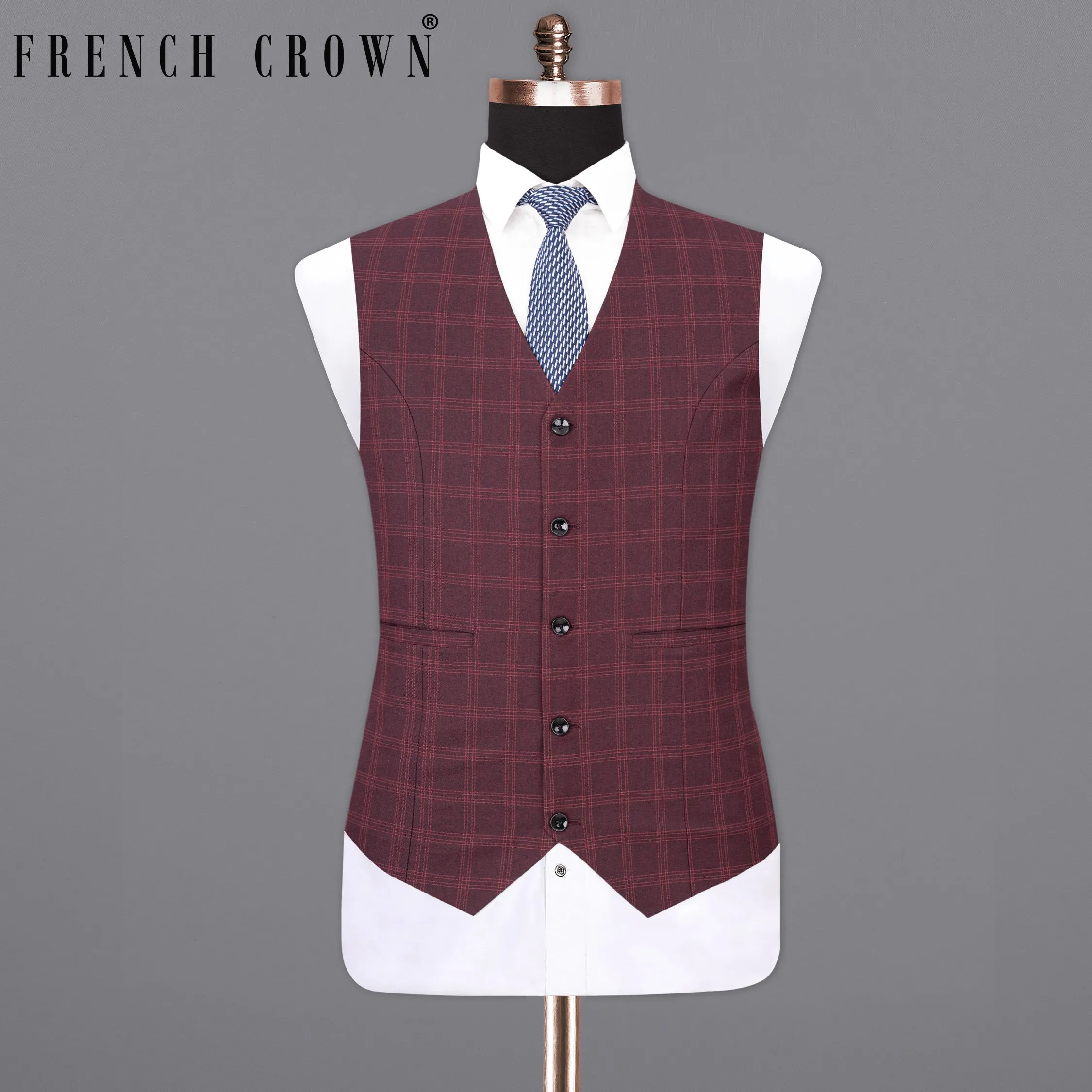 Dark Byzantium Plaid Waistcoat sold by French Crown
