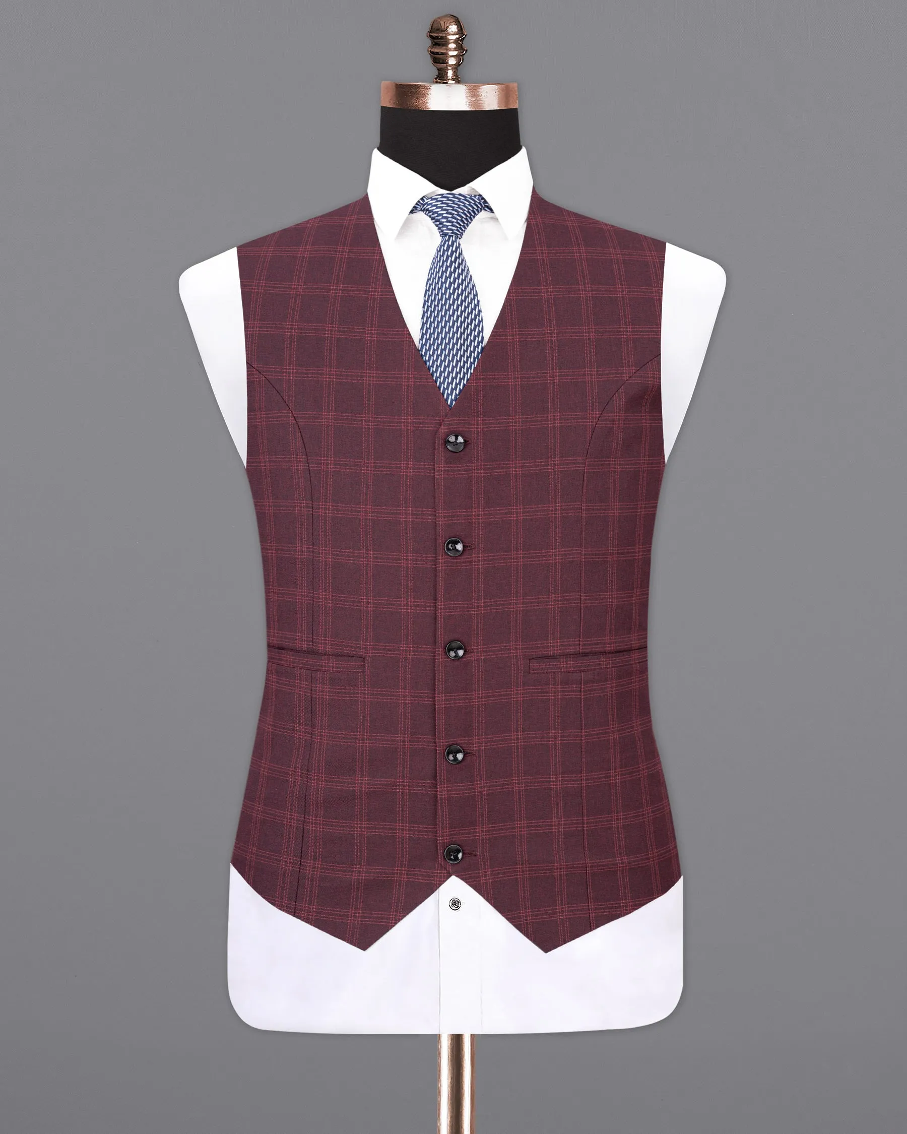 Dark Byzantium Plaid Waistcoat sold by French Crown product image thumbnail 2