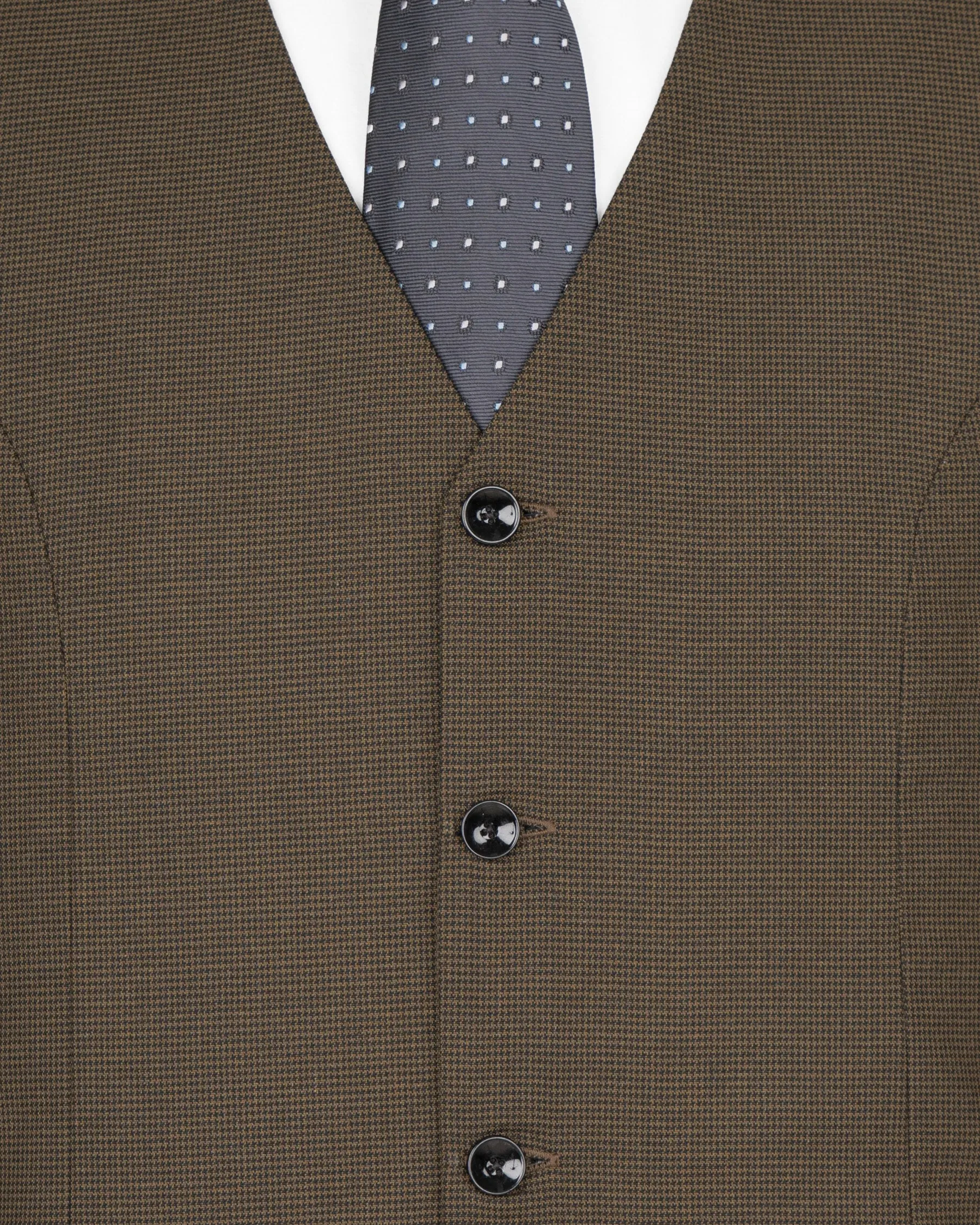 Coffee Brown Hounstooth Wool Rich Sports Waistcoat sold by French Crown product image thumbnail 5