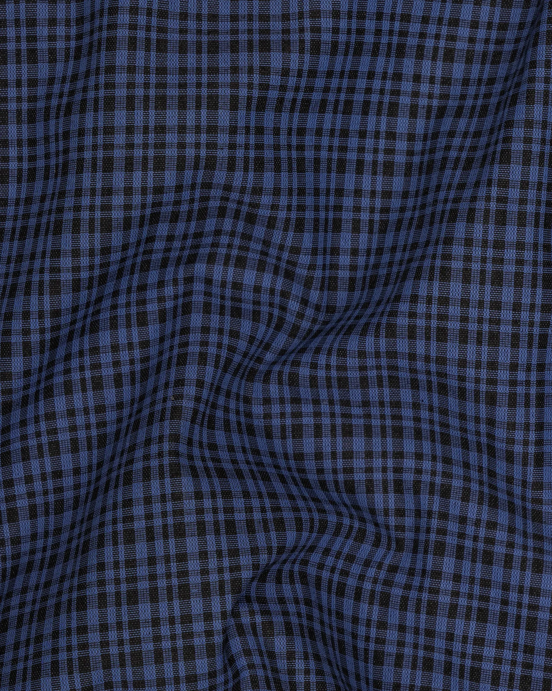 Chambray Blue and Jade Black Gingham Premium Cotton Waistcoat sold by French Crown product image thumbnail 3