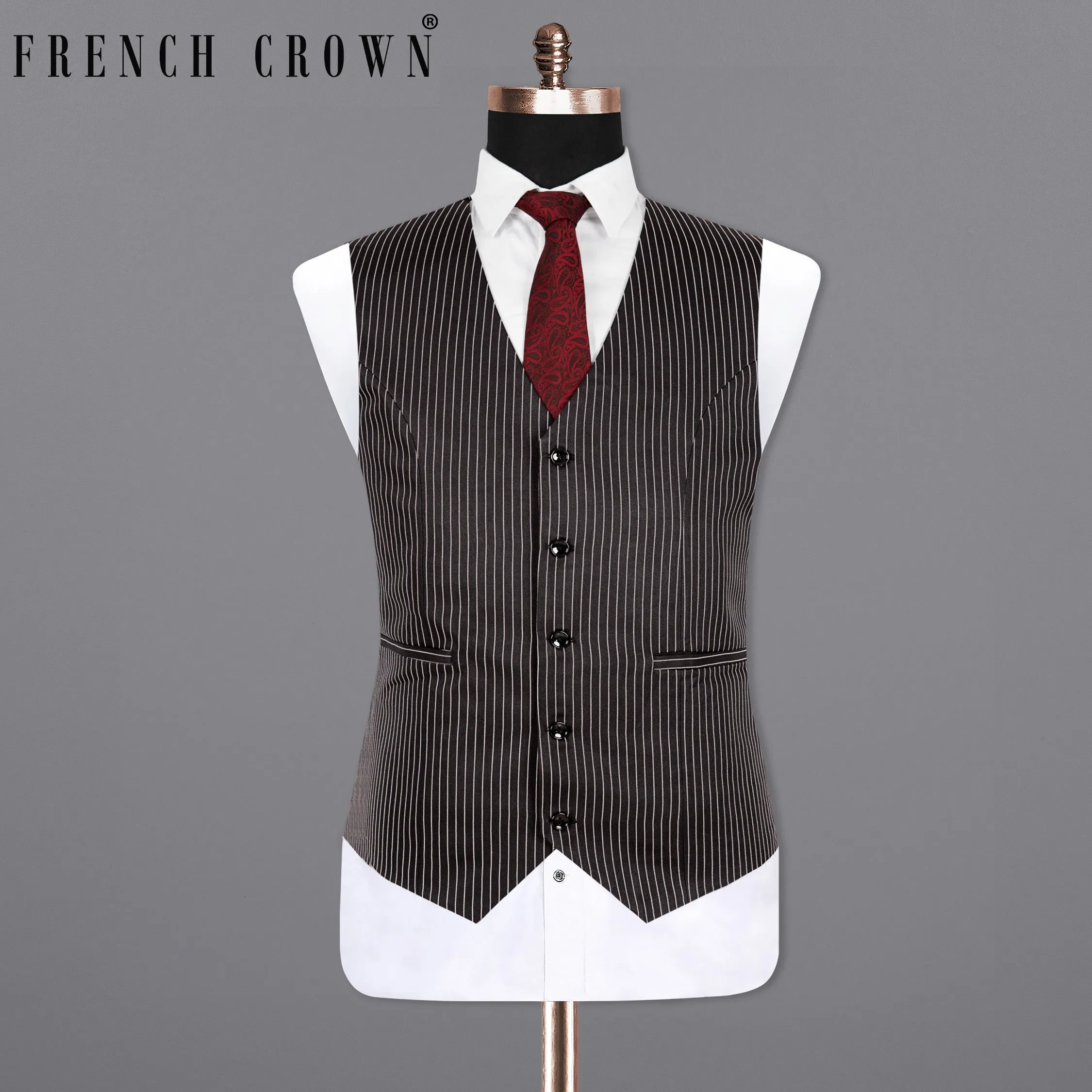 Dune with Swiss Grey Striped Wool Rich Waistcoat sold by French Crown