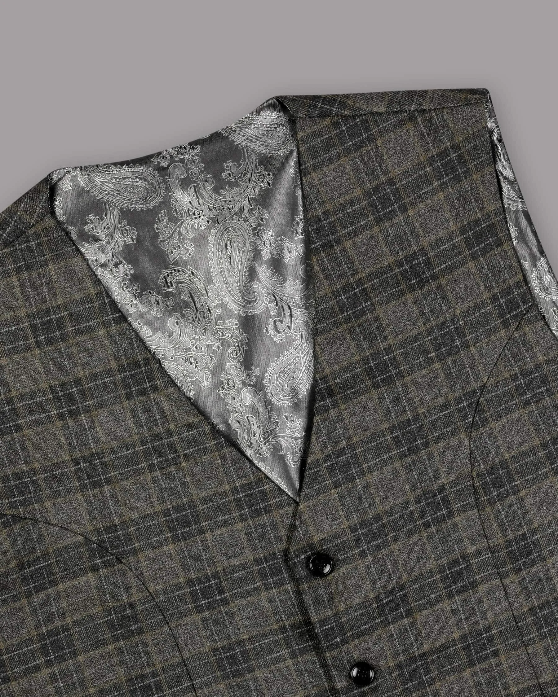 Soya Bean with Dune Brown Plaid Wool Rich Waistcoat sold by French Crown product image thumbnail 4