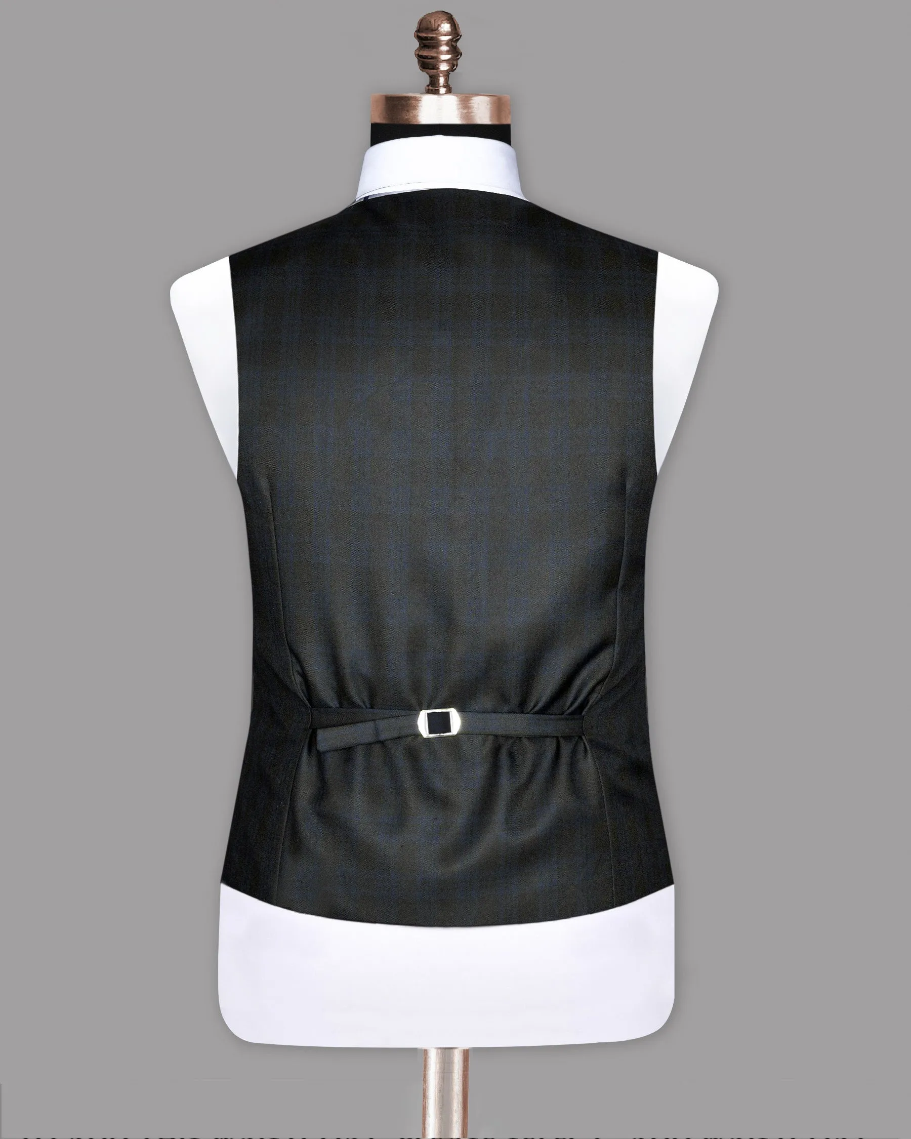 Charcoal with Blue windowpane Wool Blend Waistcoat sold by French Crown product image thumbnail 5