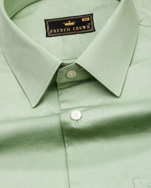 Coriander Green Subtle Sheen Super Soft Premium Cotton Shirt sold by French Crown