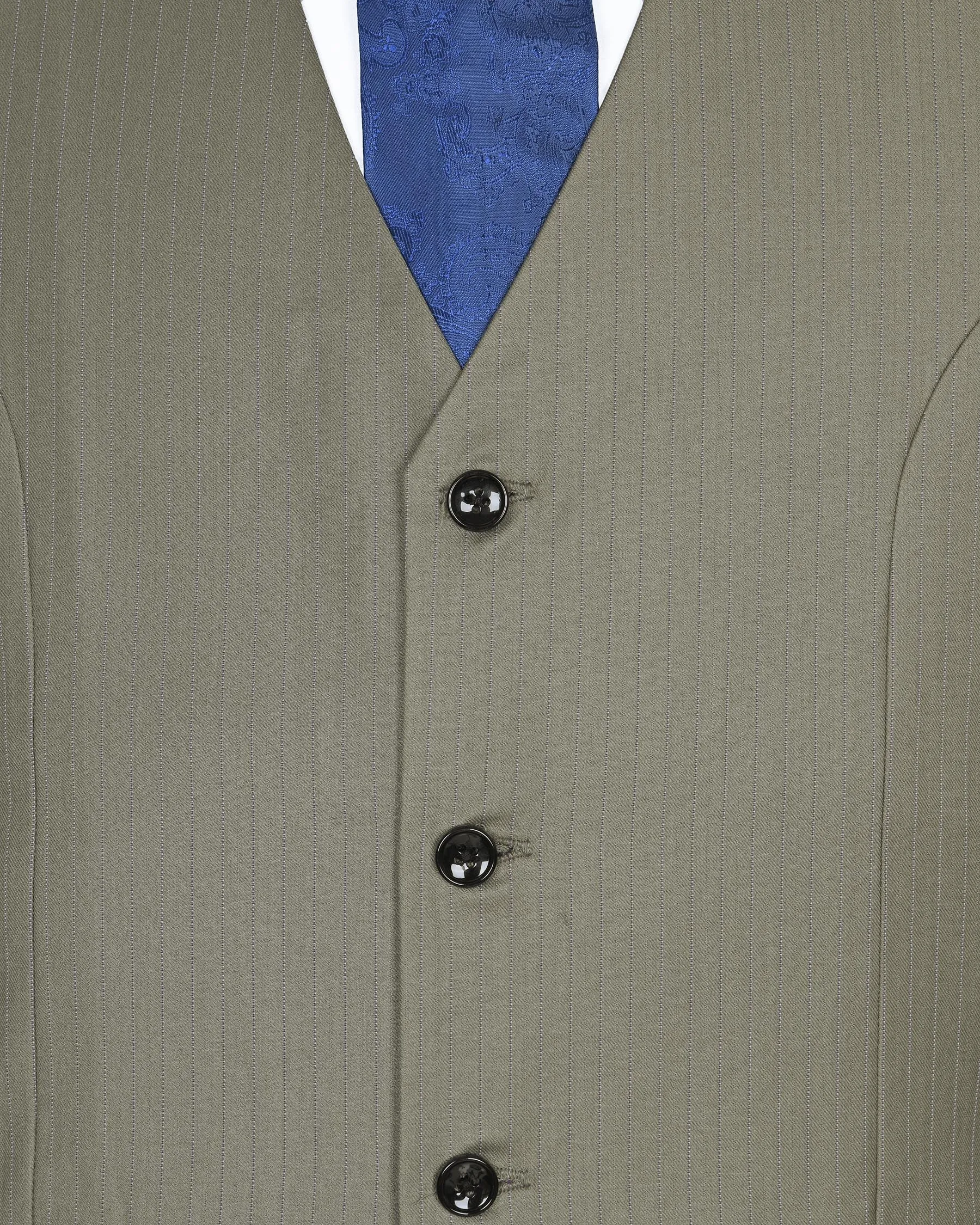 Silver Pinstriped Wool Blend Waistcoat sold by French Crown product image thumbnail 4