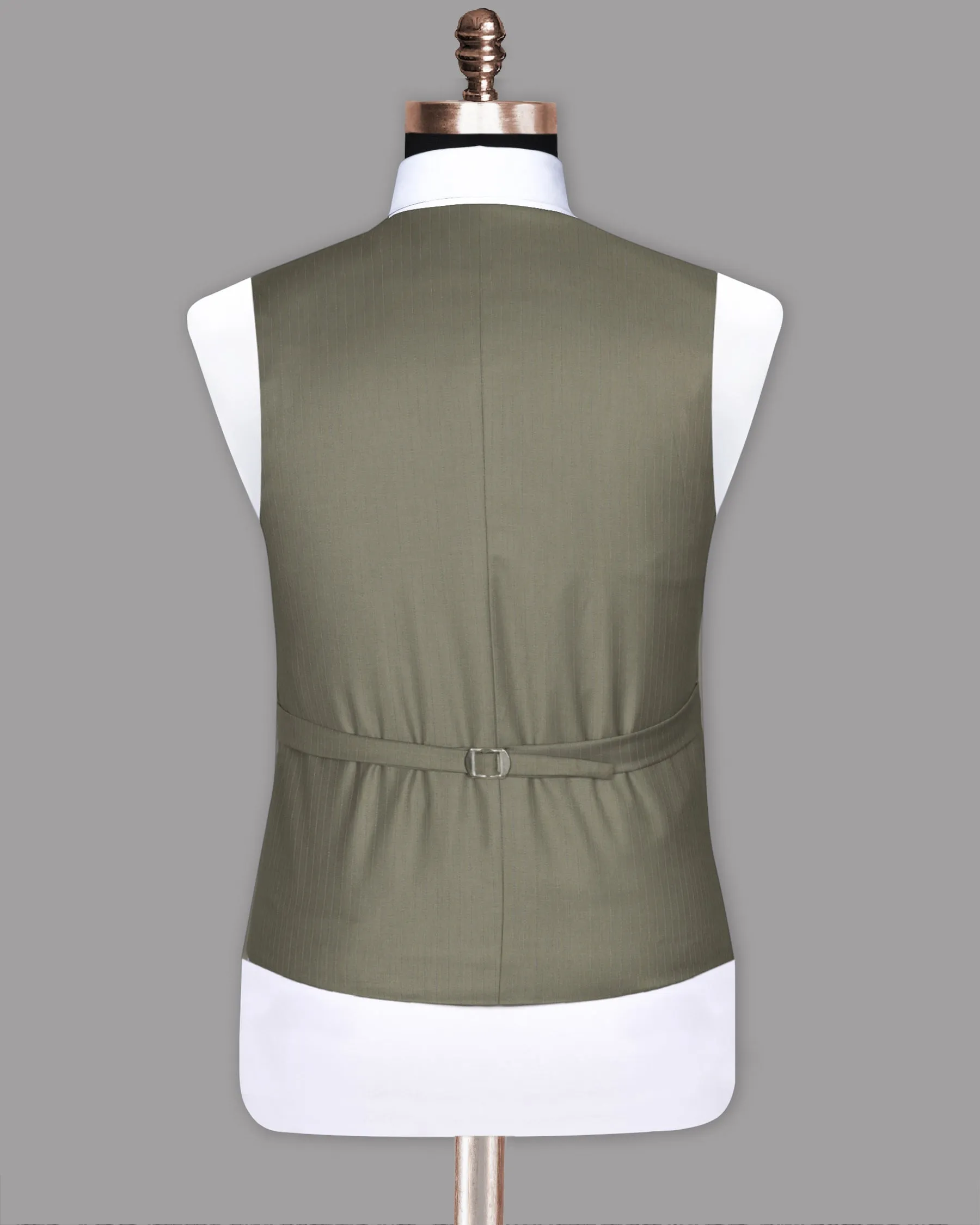 Silver Pinstriped Wool Blend Waistcoat sold by French Crown product image thumbnail 5