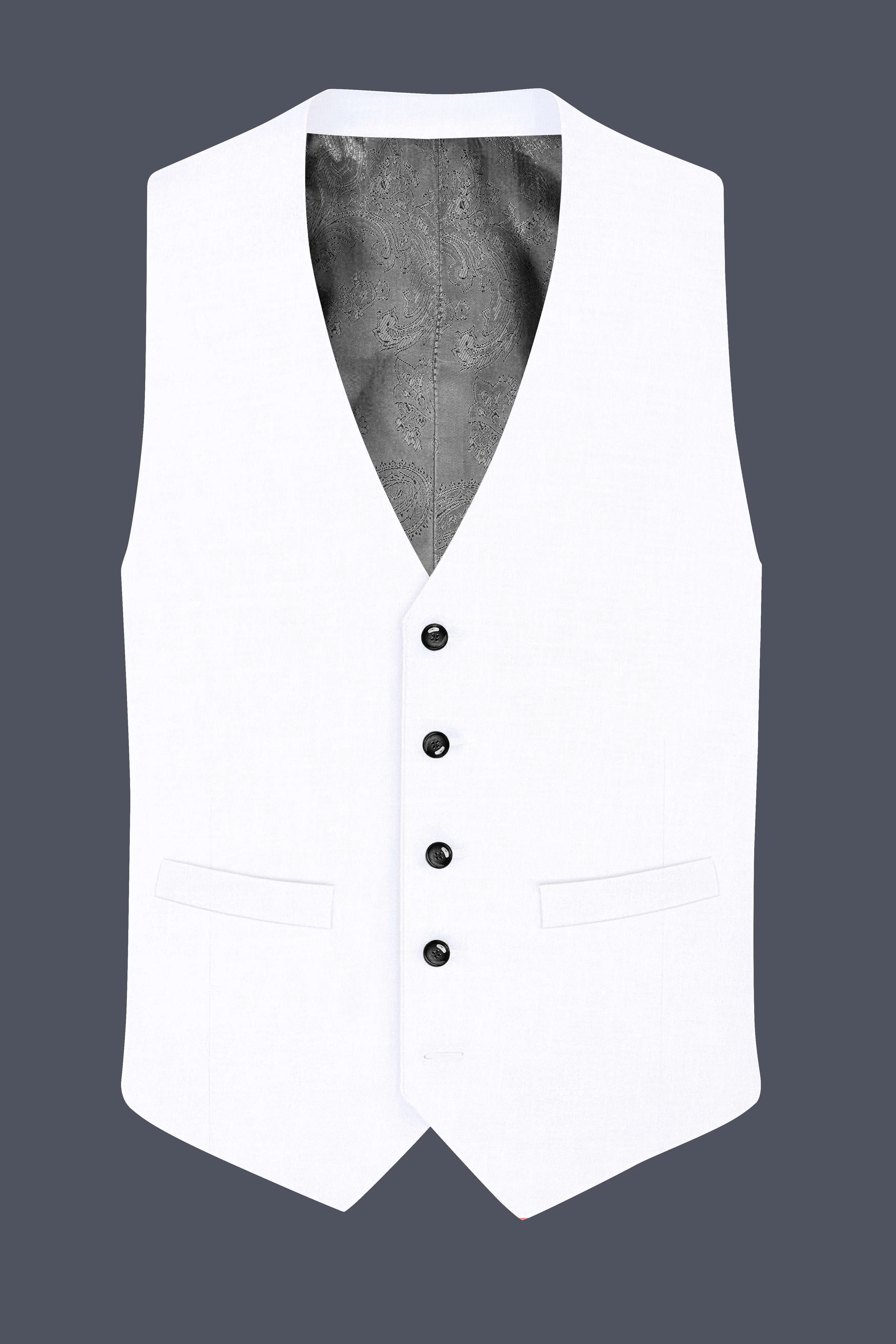 Bright White Luxurious Linen Performance Waistcoat sold by French Crown product image thumbnail 2
