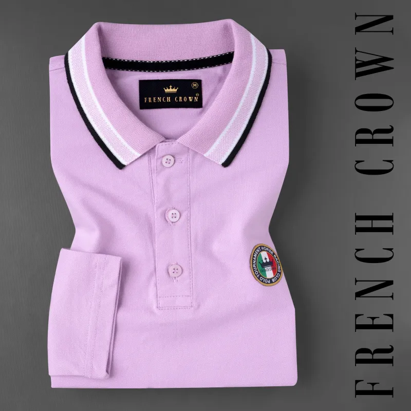 Plum Lilac Full Sleeves Premium Cotton Mercerised Pique Polo sold by French Crown