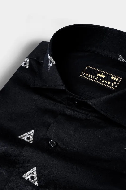 Jade Black Triangle Butta Printed Jacquard Textured Shirt sold by French Crown