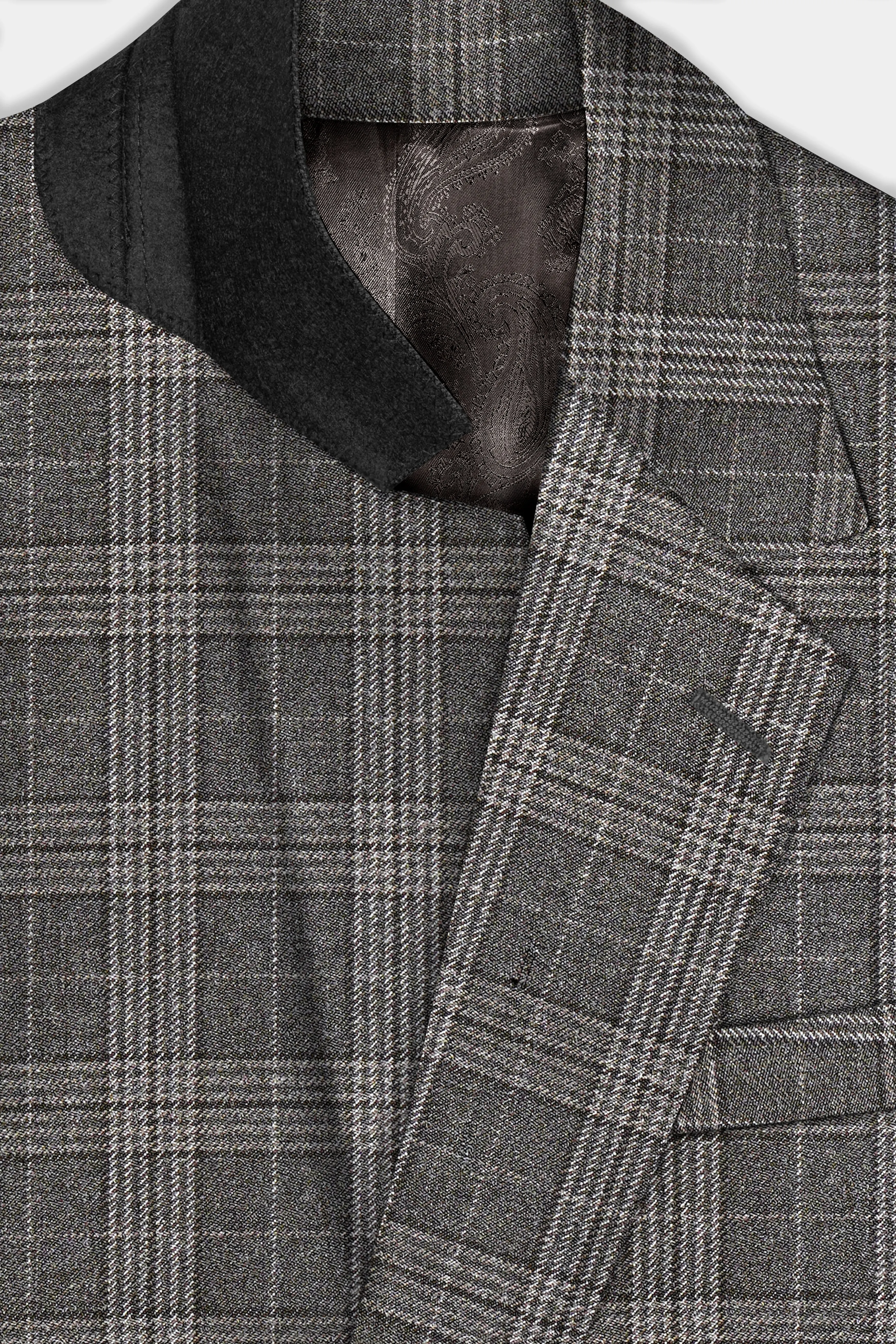 Iridium Gray Plaid Tweed Wool Blend Single Breasted Suit sold by French Crown product image thumbnail 5