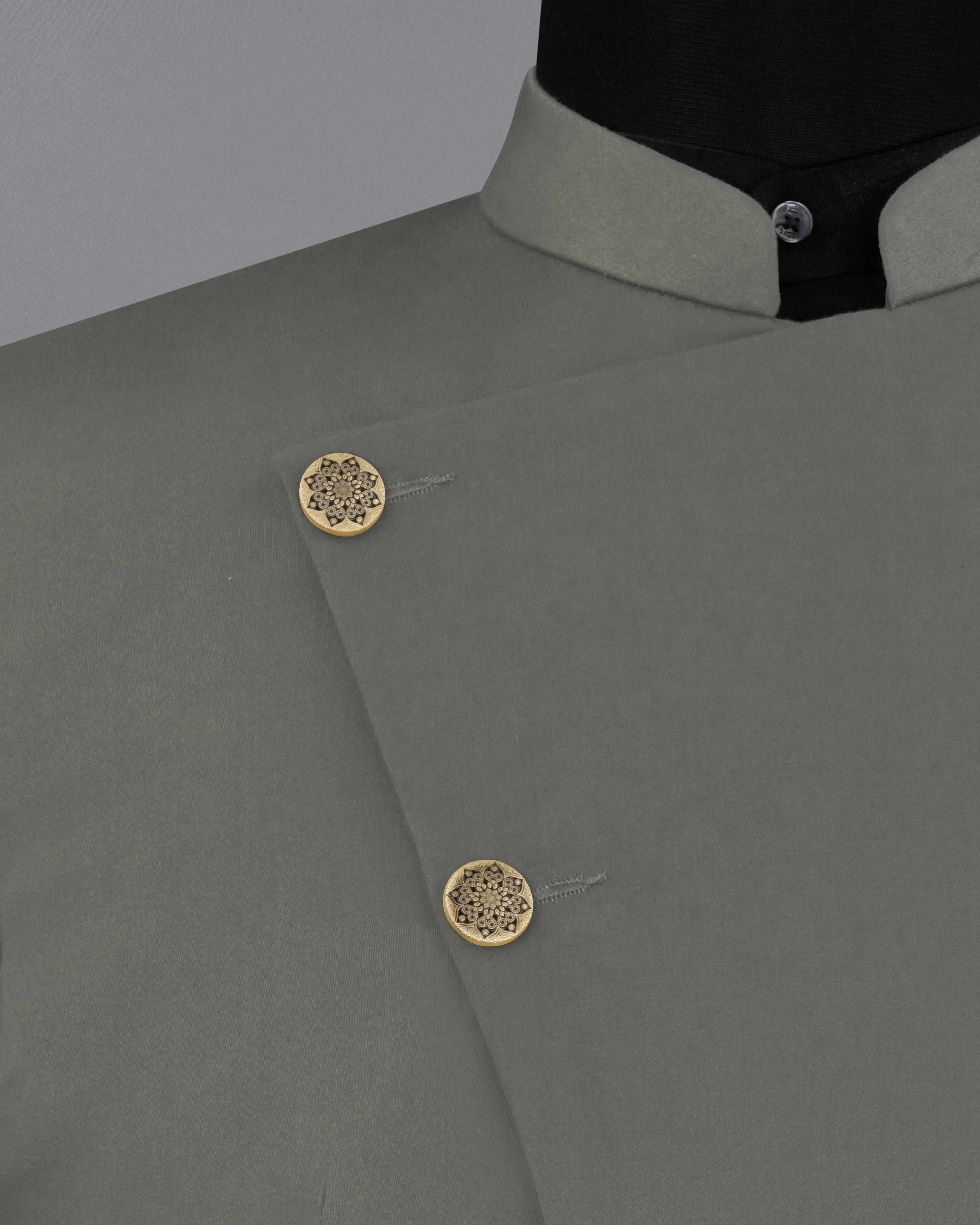 Ironside Gray Stretchable Cross Placket Bandhgala Premium Cotton traveler Suit sold by French Crown product image thumbnail 4