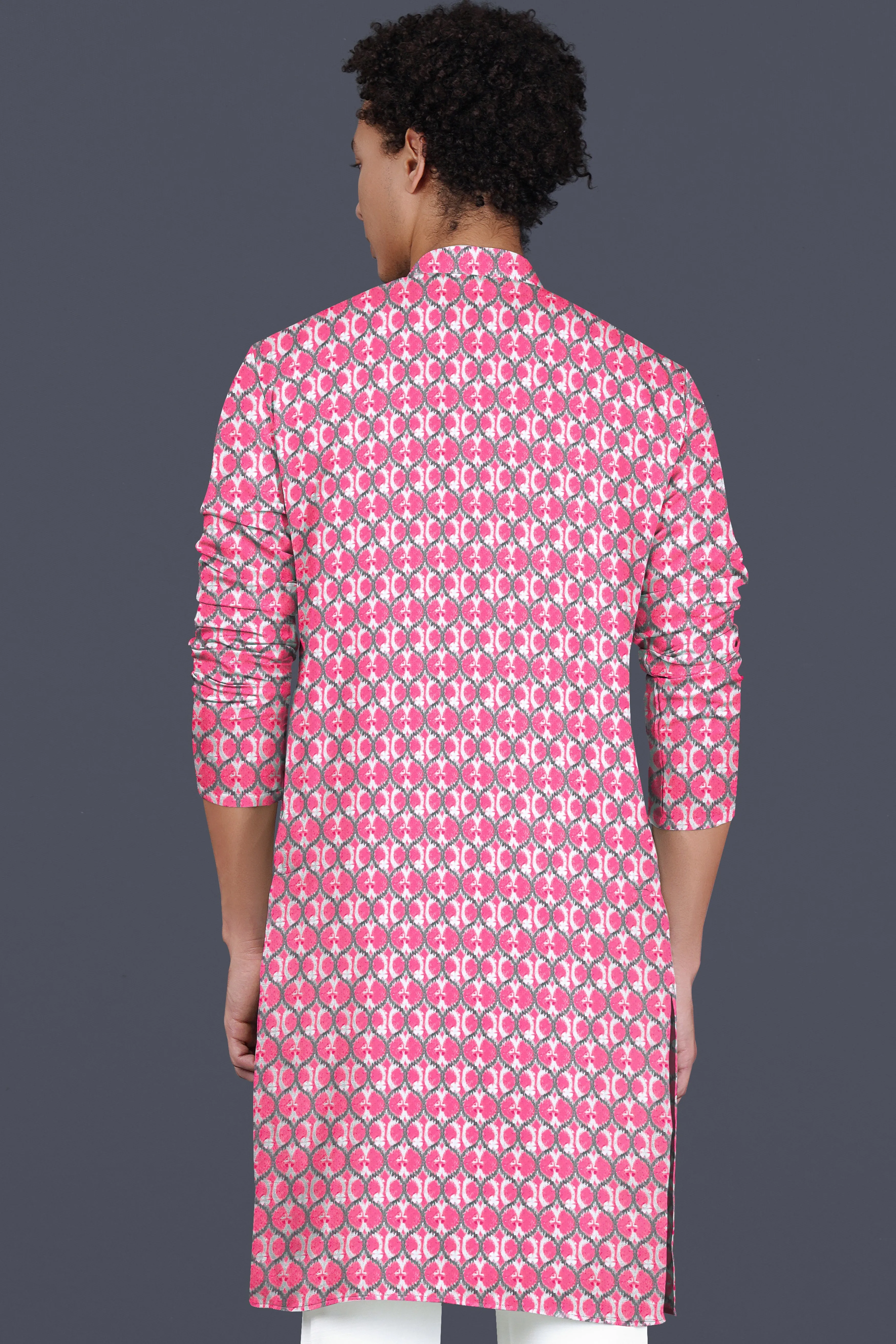 French Rose Pink And Bright White Designer Embroidered Kurta sold by French Crown product image thumbnail 5