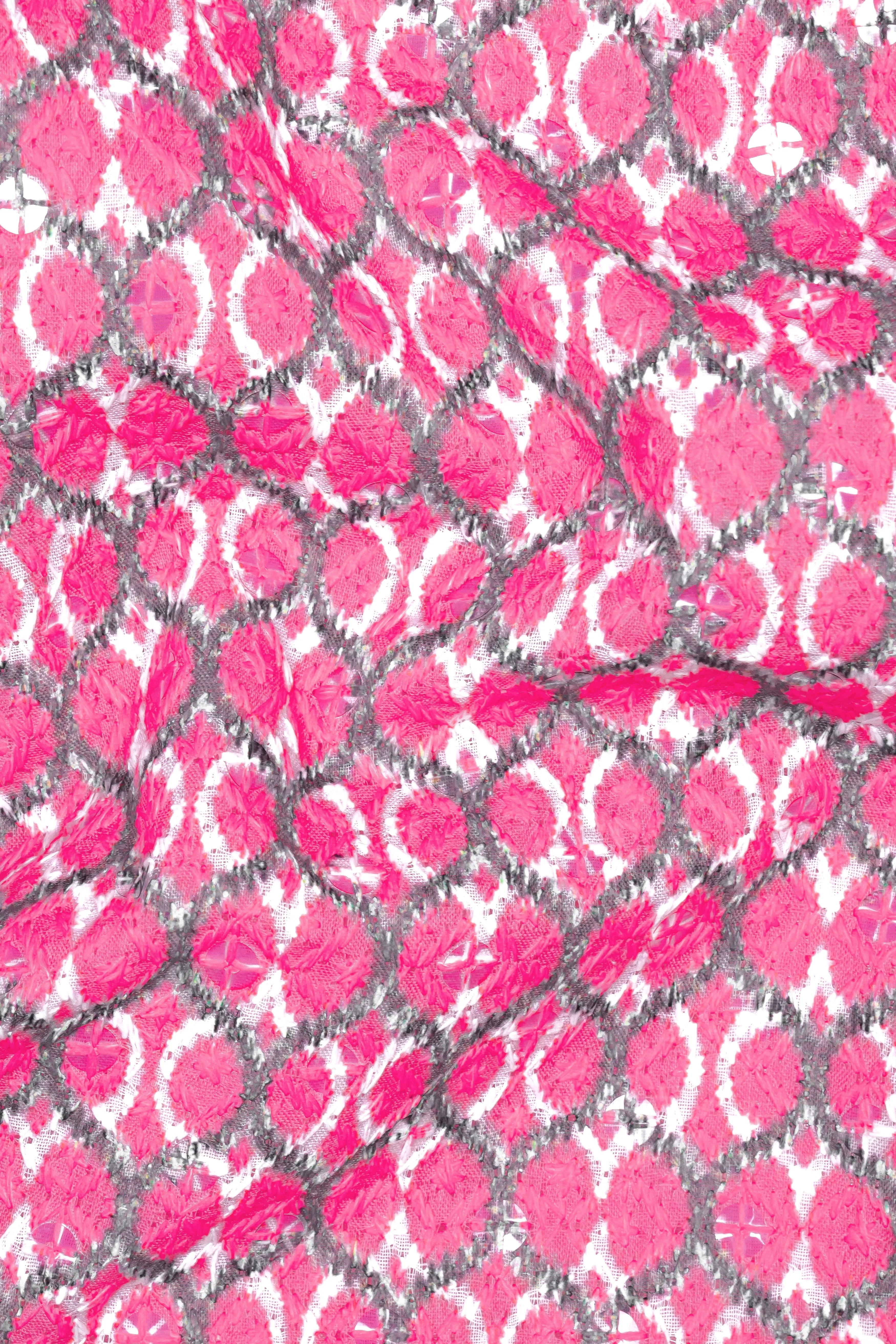 French Rose Pink And Bright White Designer Embroidered Kurta sold by French Crown product image thumbnail 3