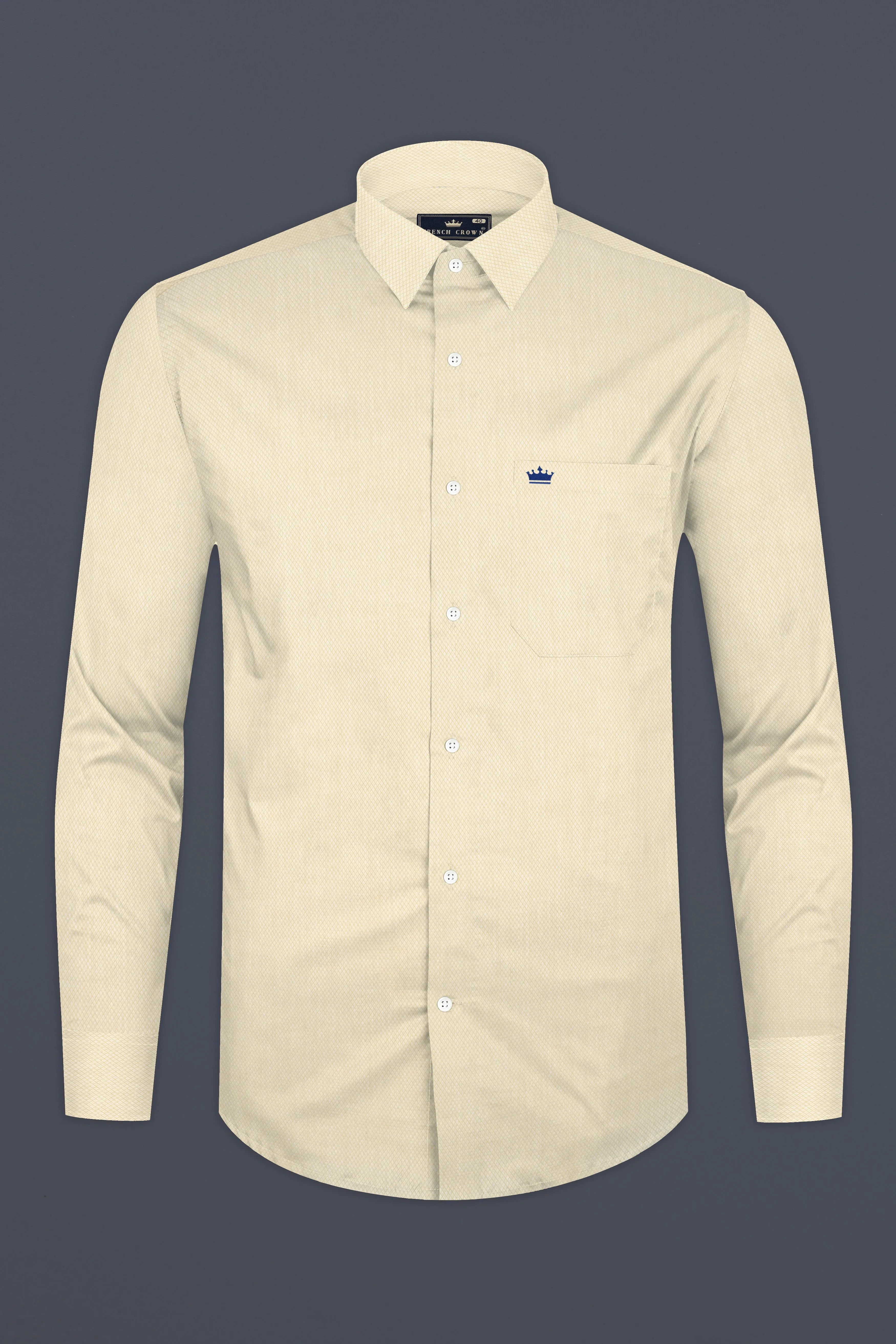 Givry Cream Dobby Textured Premium Giza Cotton Shirt sold by French Crown product image thumbnail 4