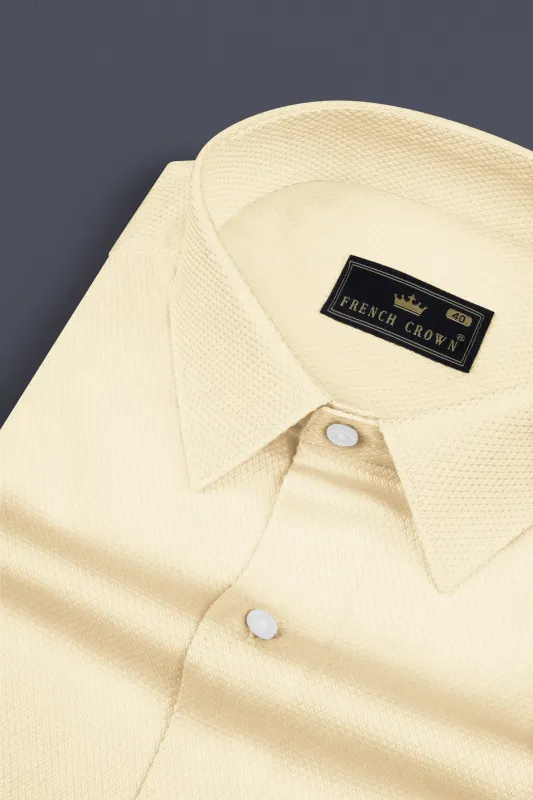 Givry Cream Dobby Textured Premium Giza Cotton Shirt made by French Crown