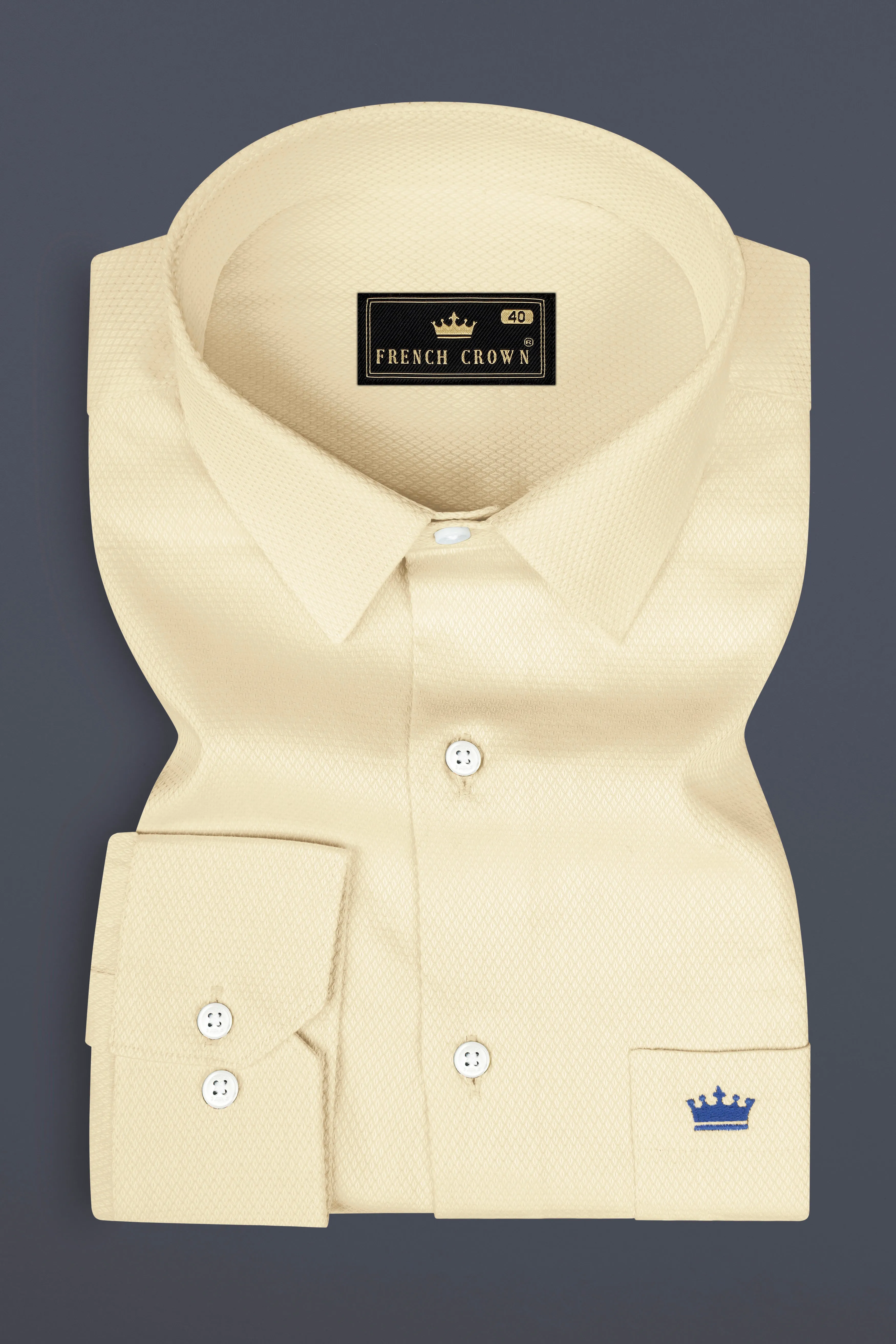 Givry Cream Dobby Textured Premium Giza Cotton Shirt sold by French Crown product image thumbnail 3