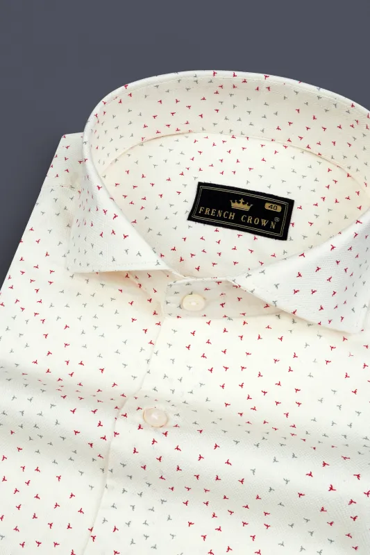 Ecru Cream Dobby Textured Premium Giza Cotton Shirt sold by French Crown