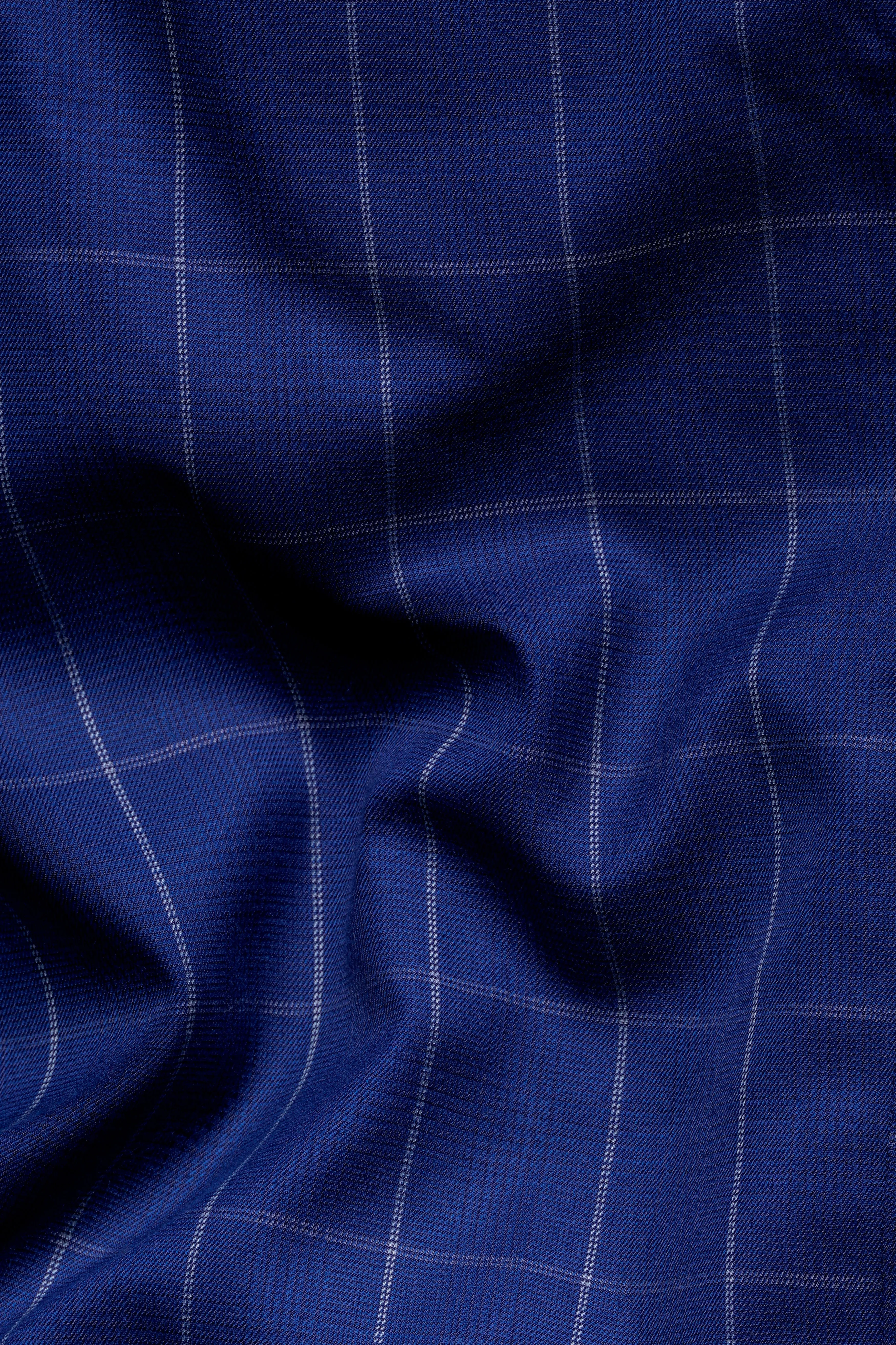 Lapis Blue Windowpane Wool Rich Double Breasted Suit sold by French Crown product image thumbnail 3