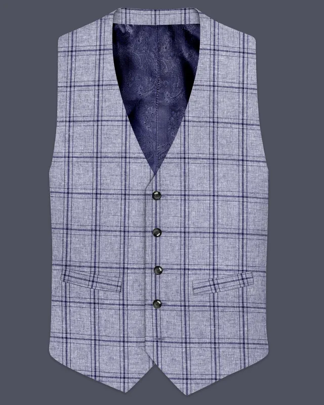 Gallery Gray Windowpane Premium Cotton Waistcoat sold by French Crown