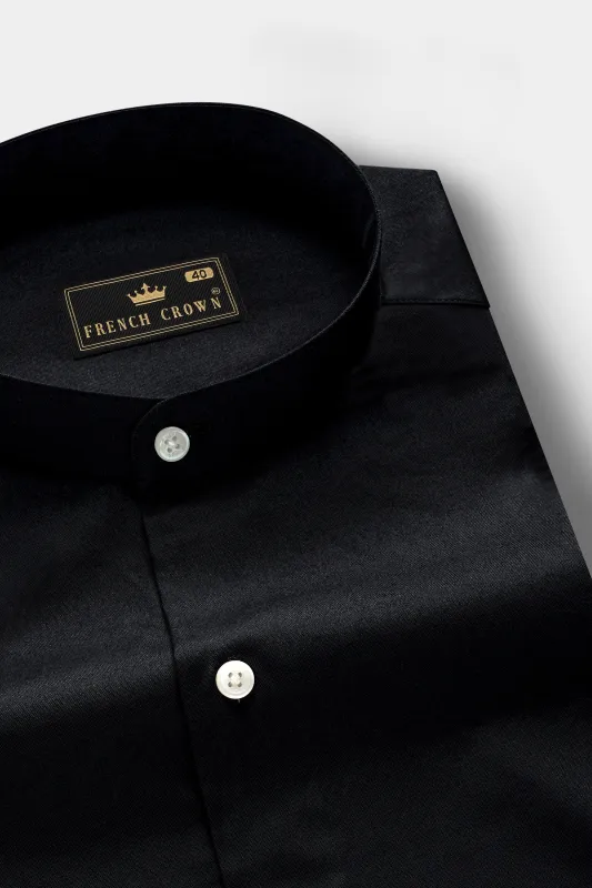 Jade Black Mandarin Collar Dobby Shirt sold by French Crown