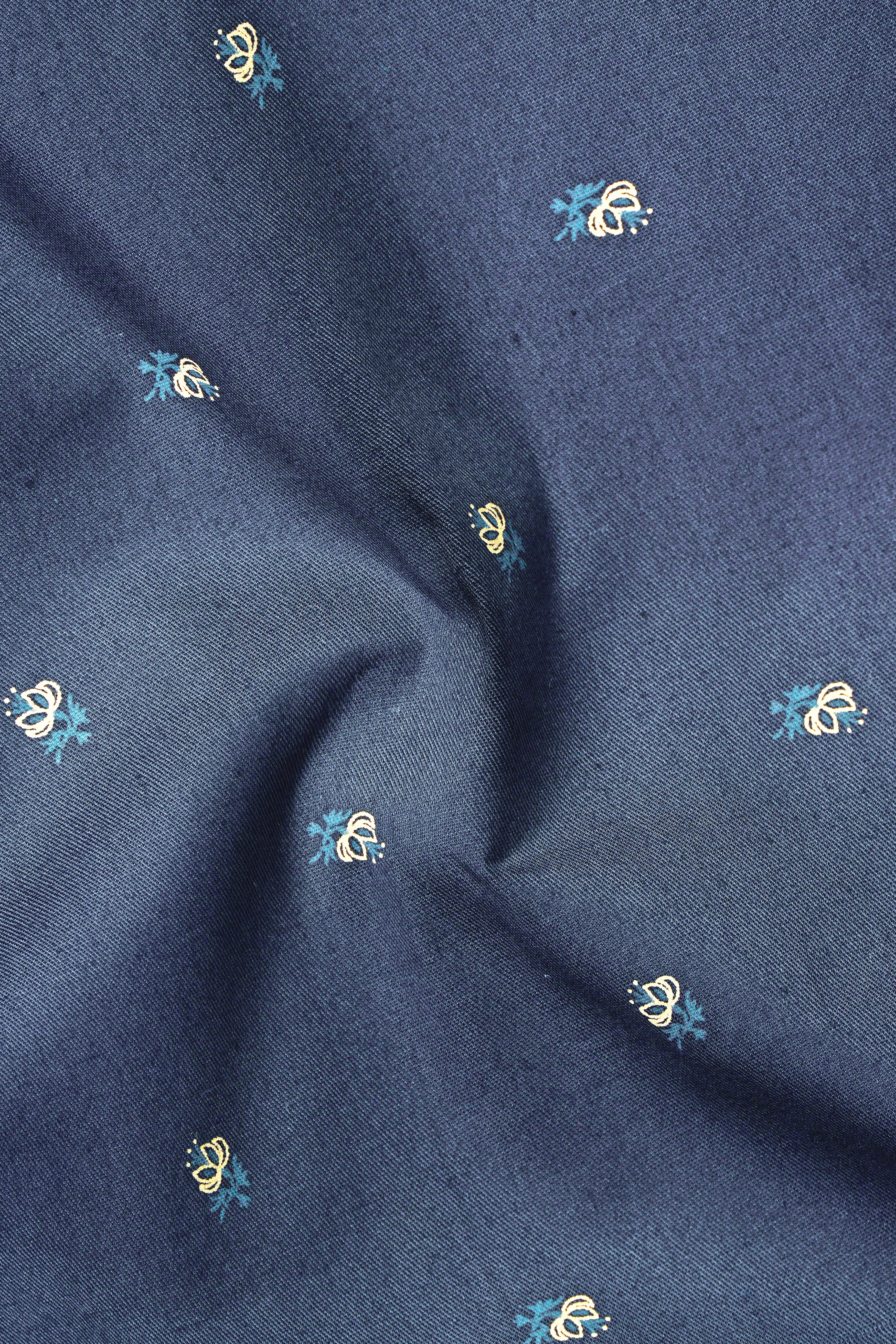 Fiord Blue Twill Printed Cotton Shirt sold by French Crown product image thumbnail 2