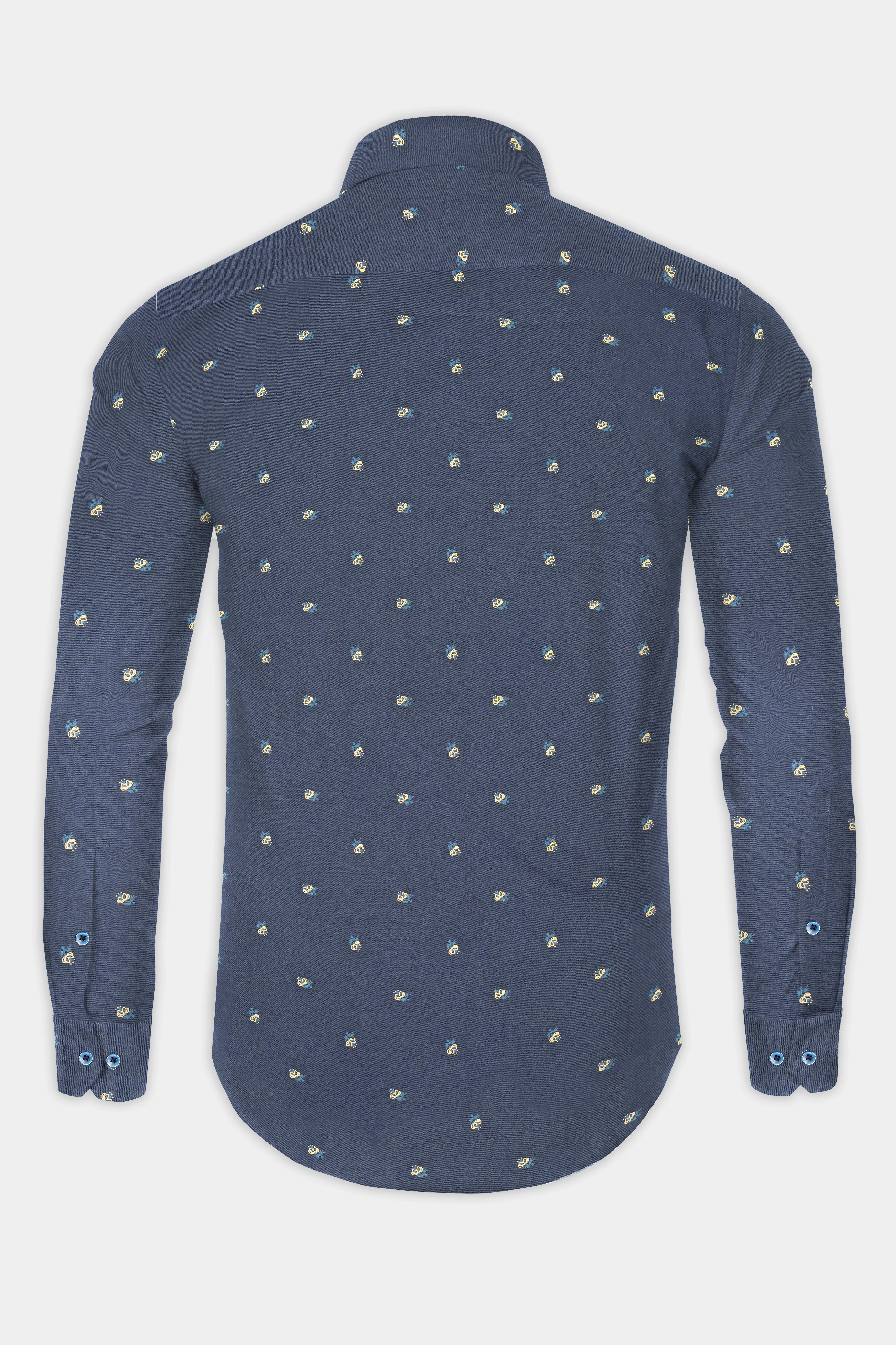 Fiord Blue Twill Printed Cotton Shirt sold by French Crown product image thumbnail 5
