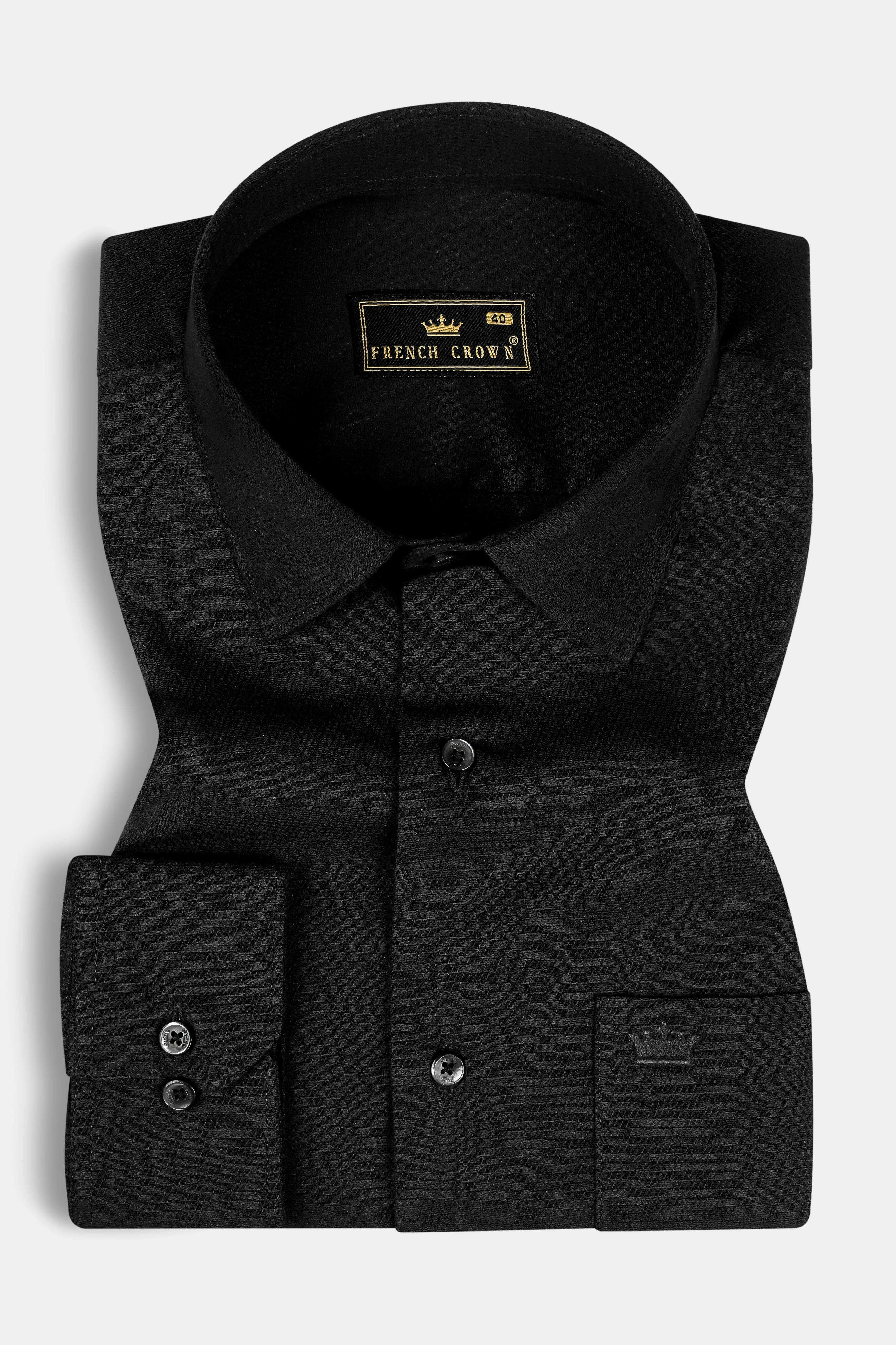 Jade Black Dobby Textured Premium Cotton Shirt sold by French Crown product image thumbnail 3