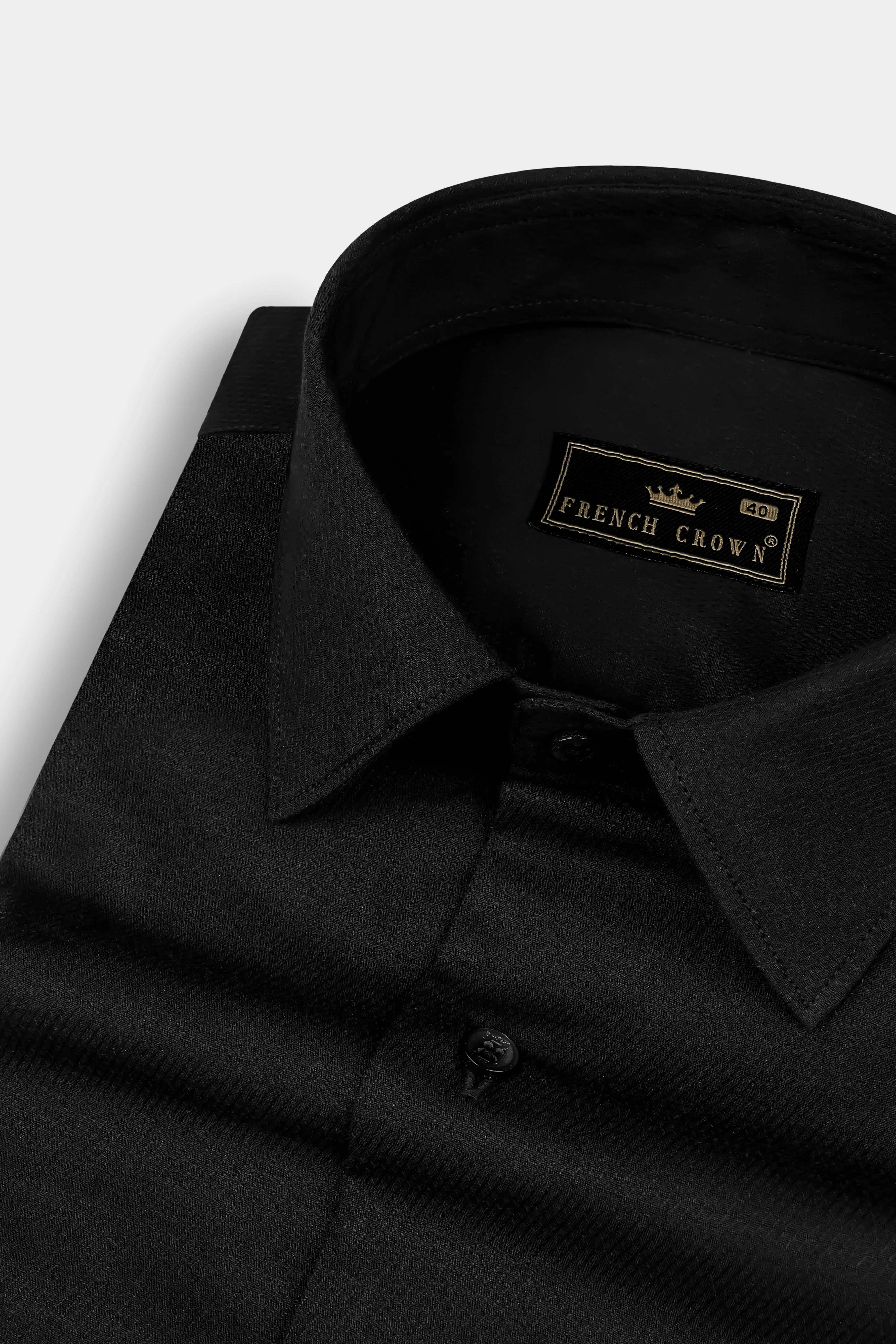 Jade Black Dobby Textured Premium Cotton Shirt sold by French Crown