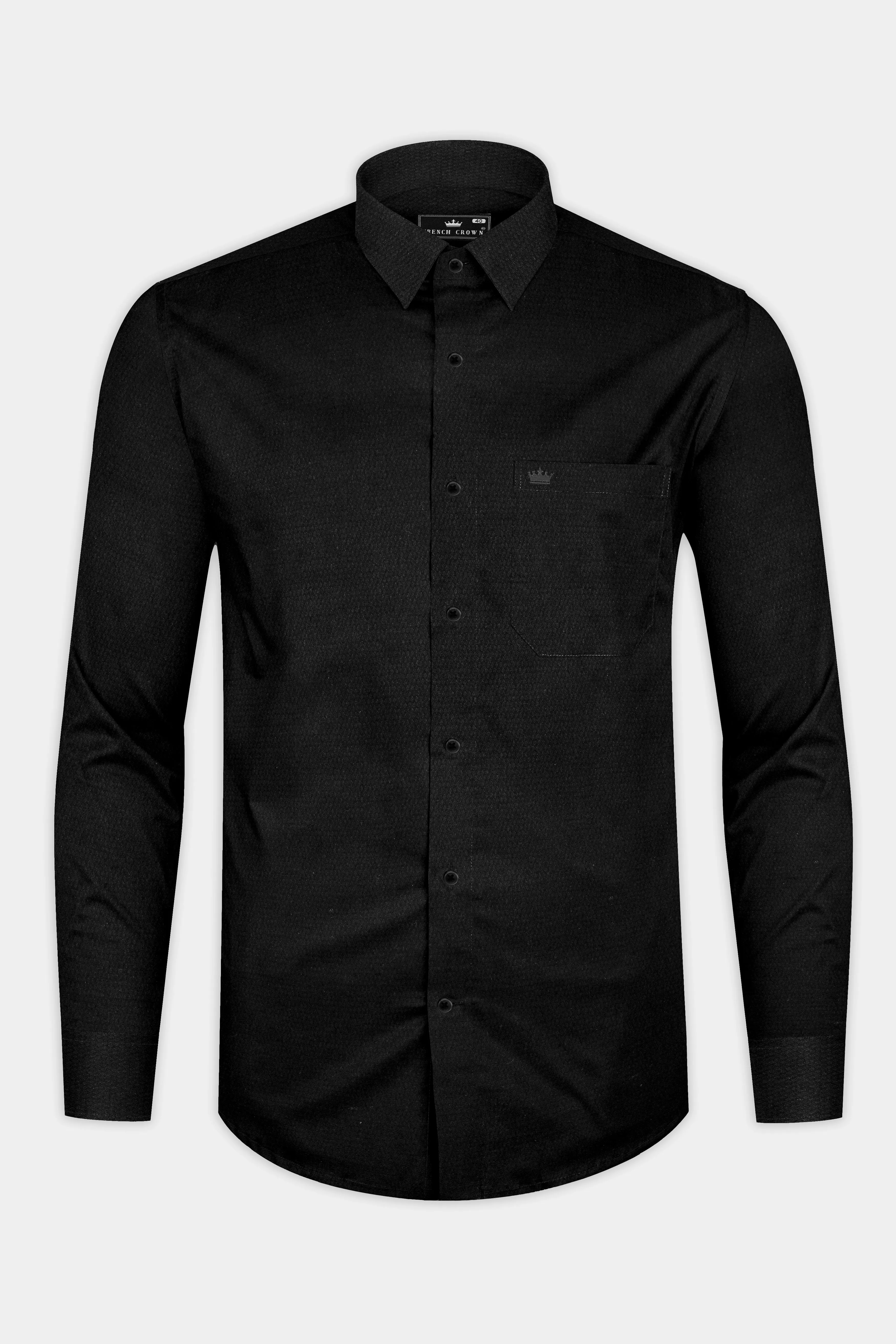 Jade Black Dobby Textured Premium Cotton Shirt sold by French Crown product image thumbnail 4