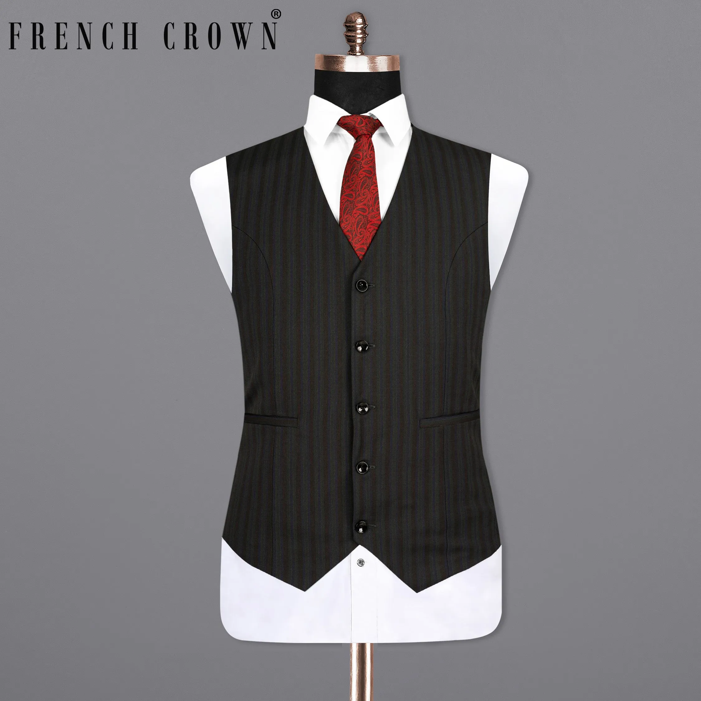 Wood Bean Striped Wool Rich Waistcoat sold by French Crown