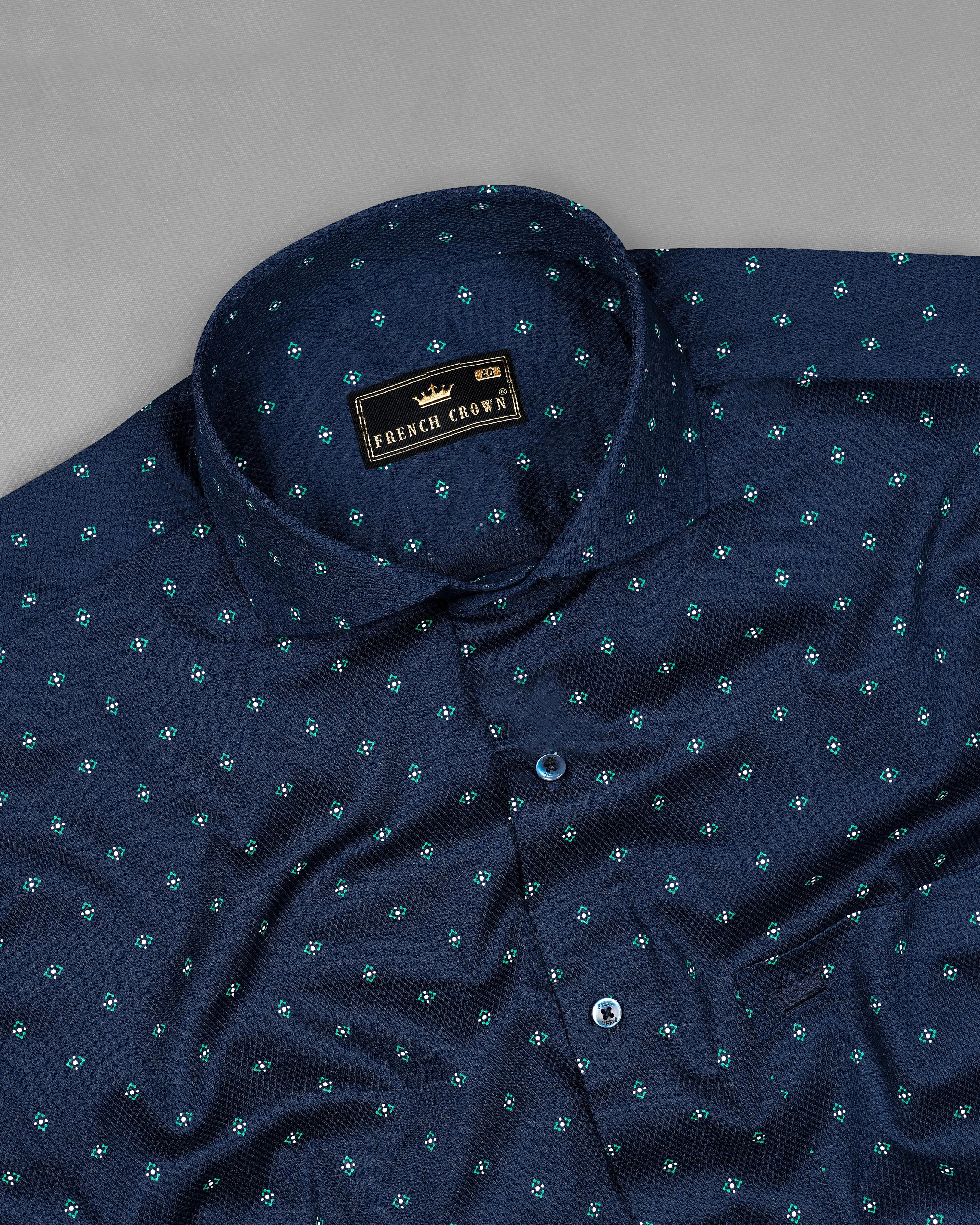 Blue Dobby Textured Premium Giza Cotton Shirt sold by French Crown product image thumbnail 4
