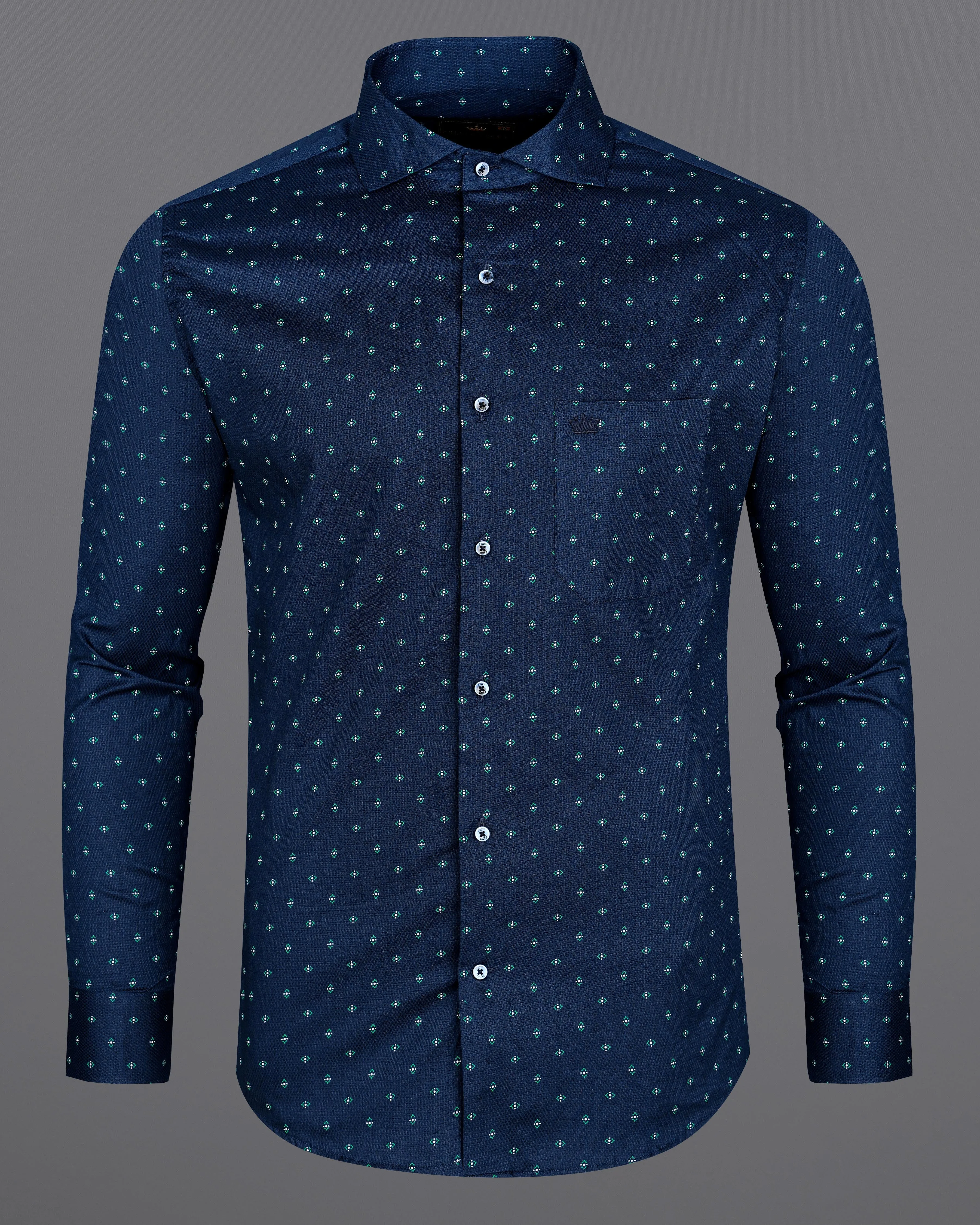 Blue Dobby Textured Premium Giza Cotton Shirt sold by French Crown product image thumbnail 5