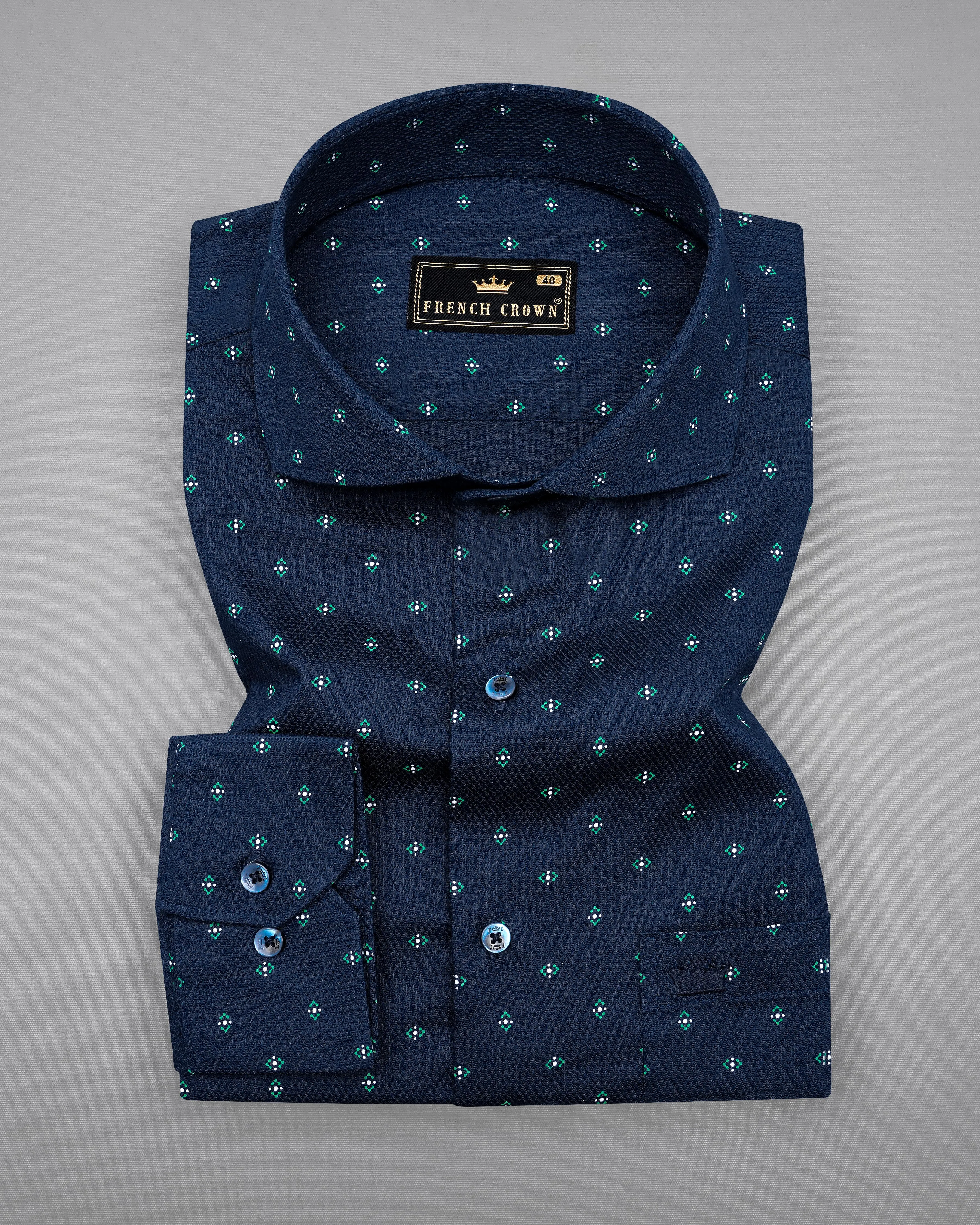 Blue Dobby Textured Premium Giza Cotton Shirt sold by French Crown product image thumbnail 3