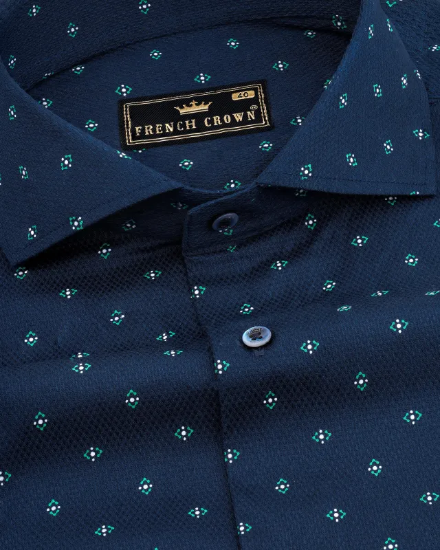 Blue Dobby Textured Premium Giza Cotton Shirt sold by French Crown