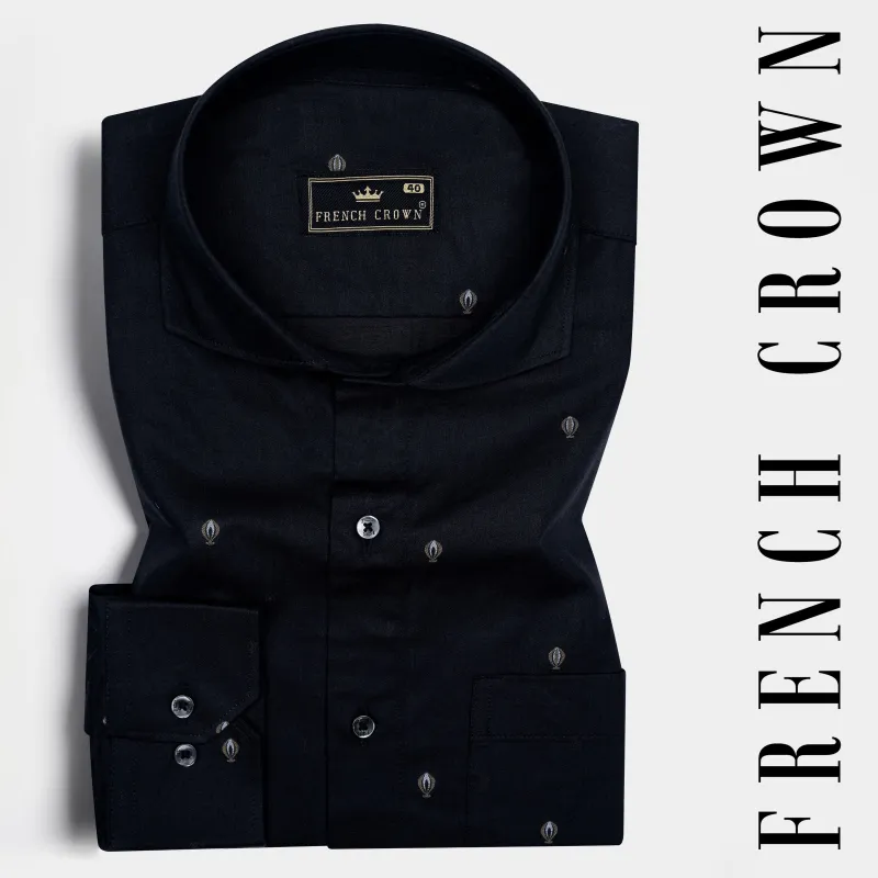 Jade Black Jacquard Textured Premium Giza Cotton Shirt sold by French Crown