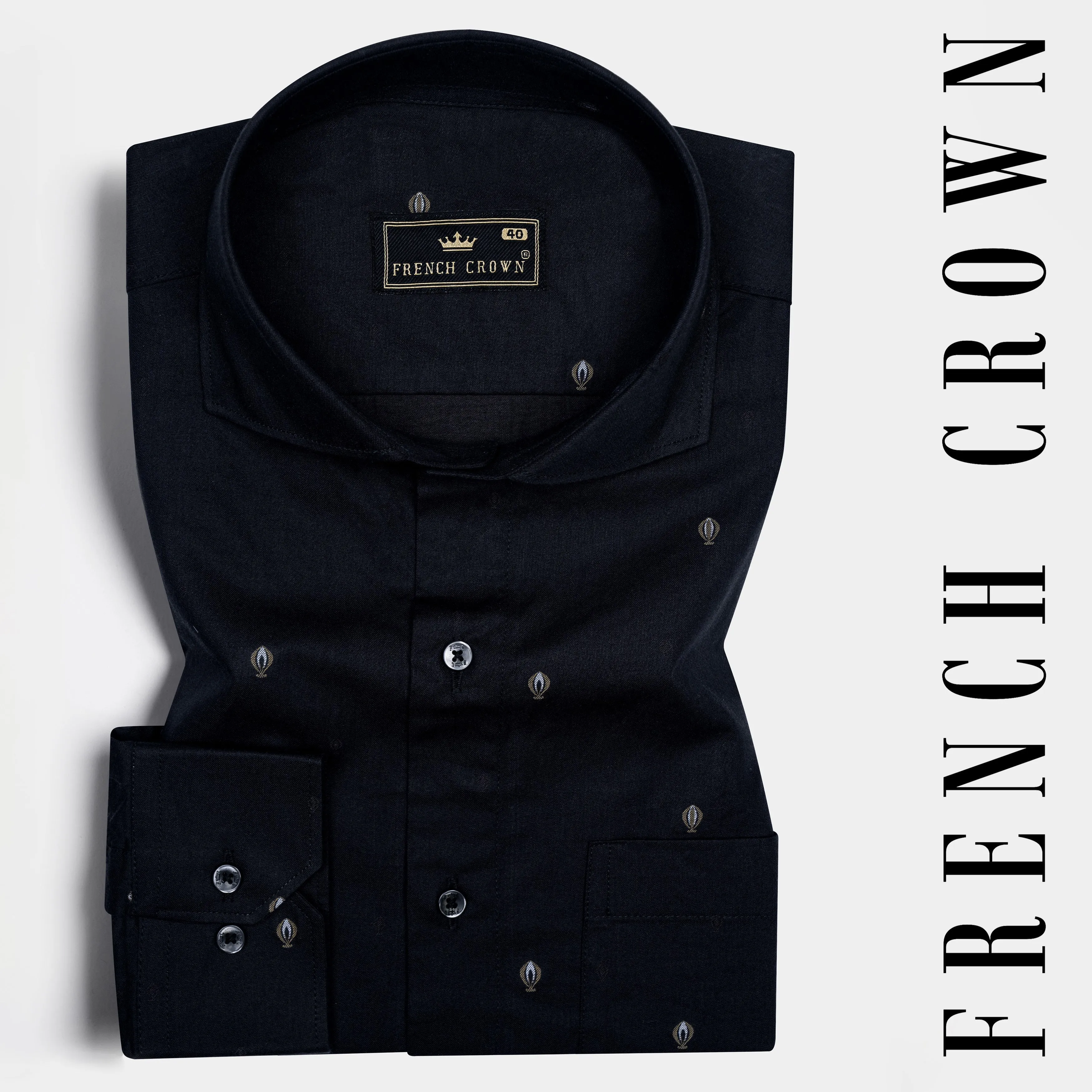 Jade Black Jacquard Textured Premium Giza Cotton Shirt sold by French Crown