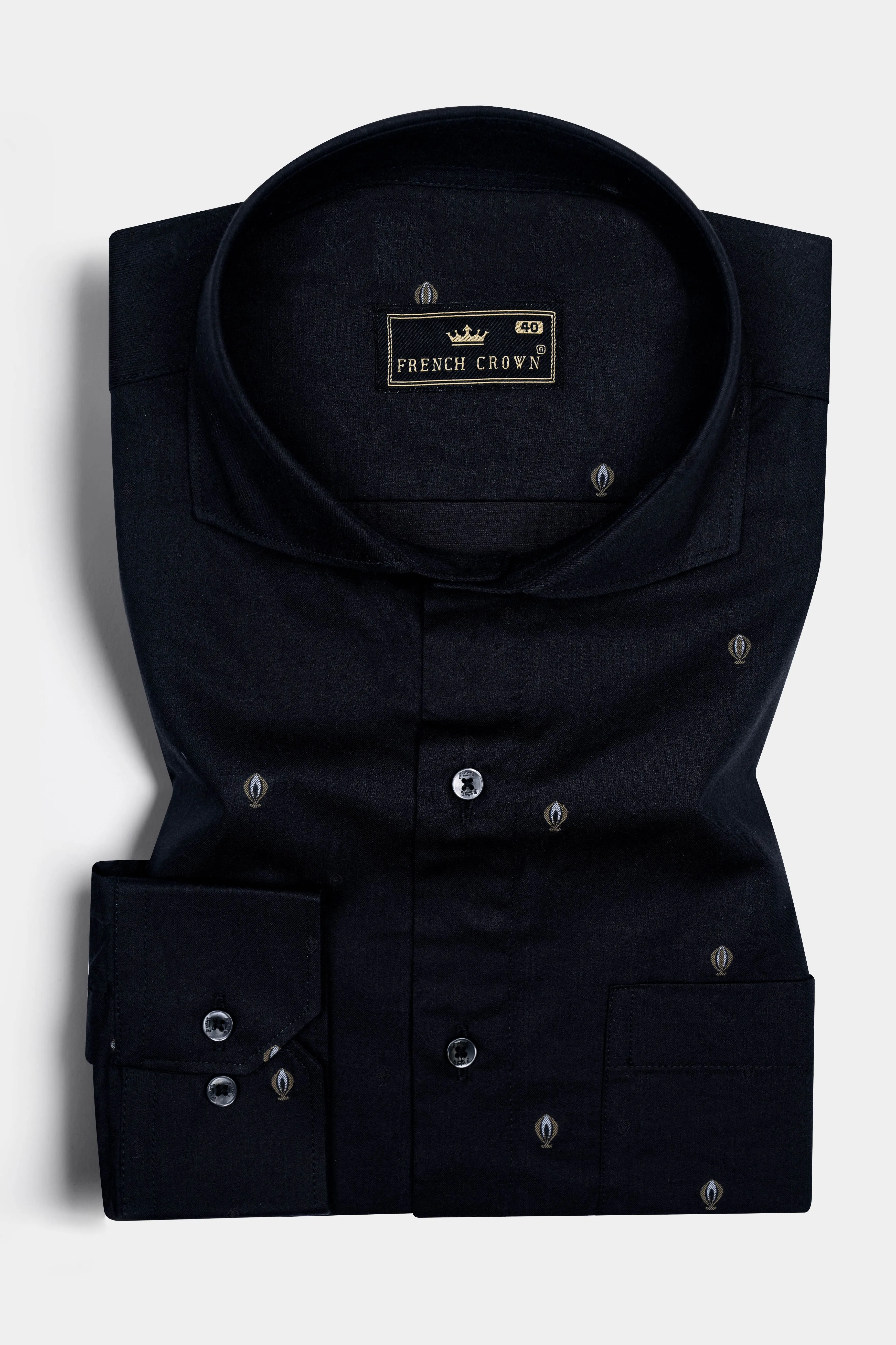 Jade Black Jacquard Textured Premium Giza Cotton Shirt sold by French Crown product image thumbnail 2