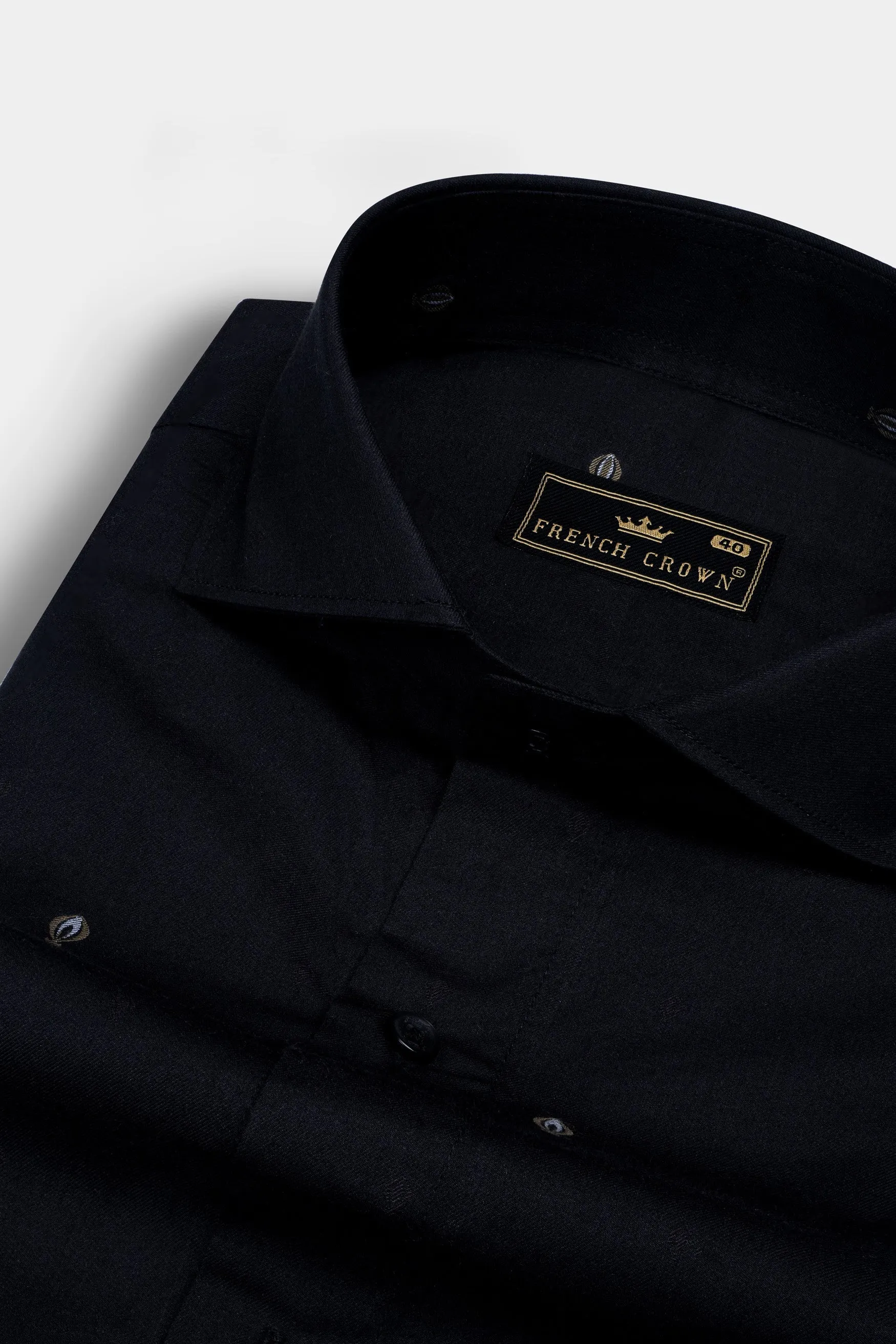 Jade Black Jacquard Textured Premium Giza Cotton Shirt sold by French Crown product image thumbnail 3