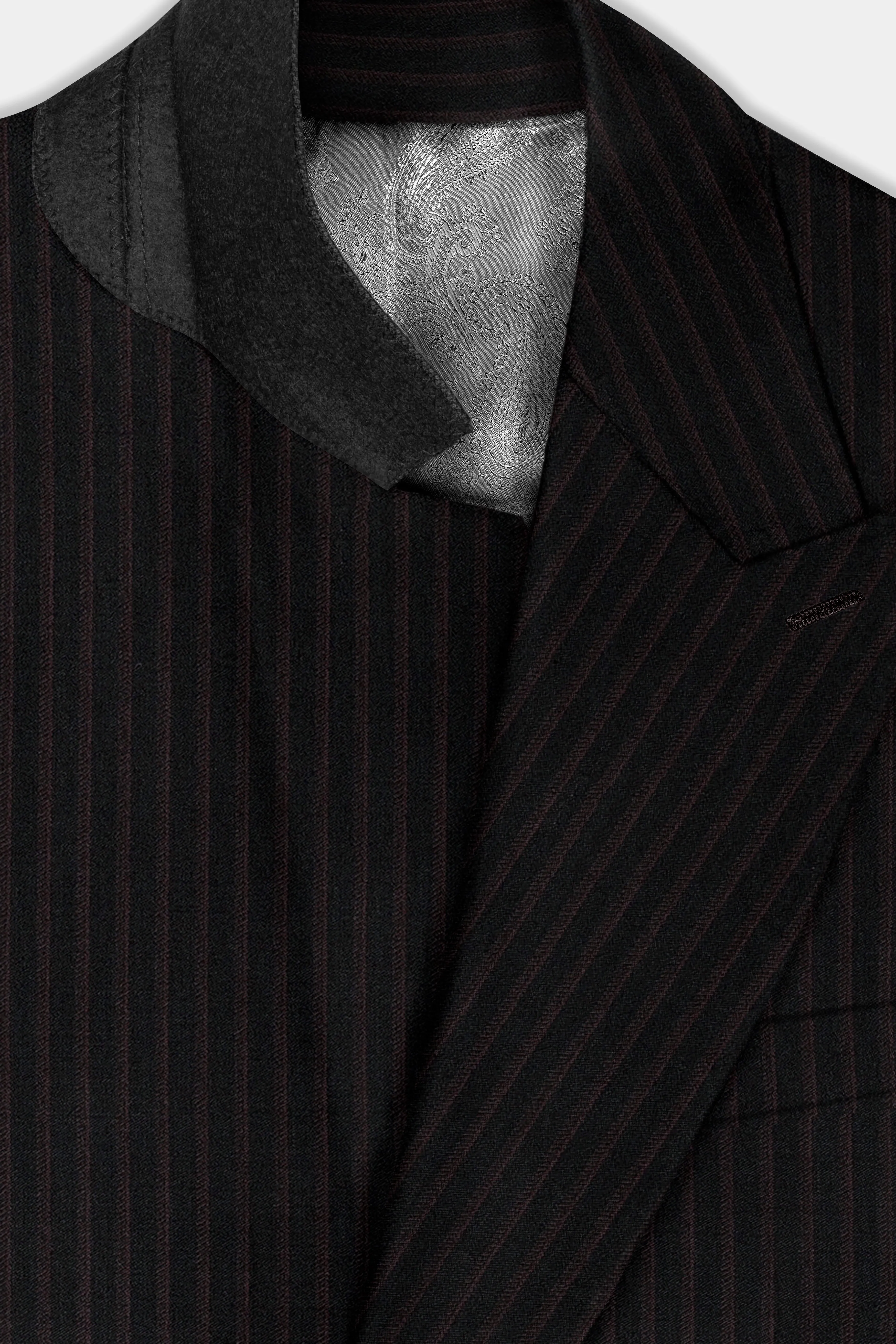Jade Black With Iridium Maroon Striped Wool Blend Blazer sold by French Crown product image thumbnail 4