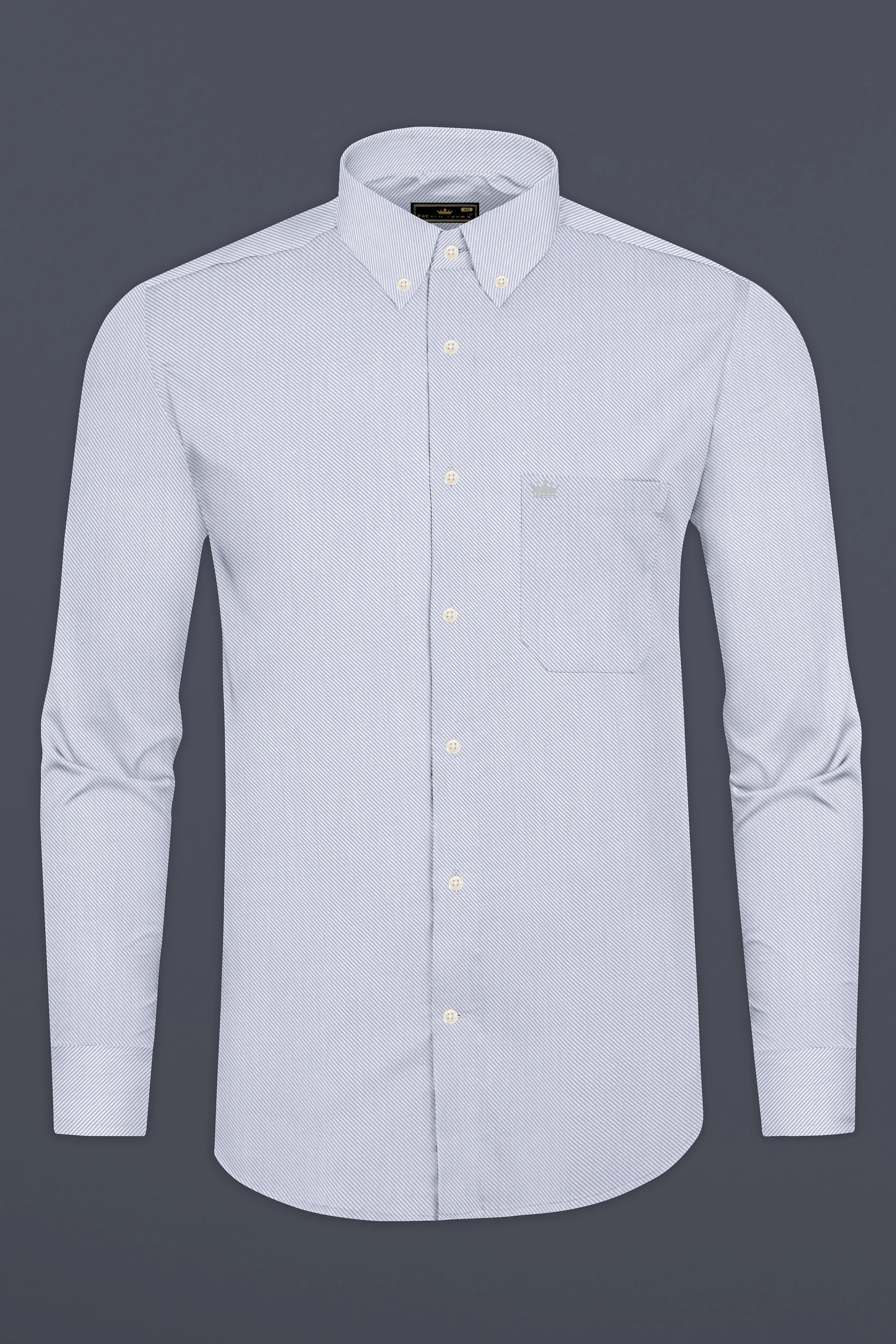 Periwinkle Blue Pin Striped Twill Giza Cotton Shirt sold by French Crown product image thumbnail 4