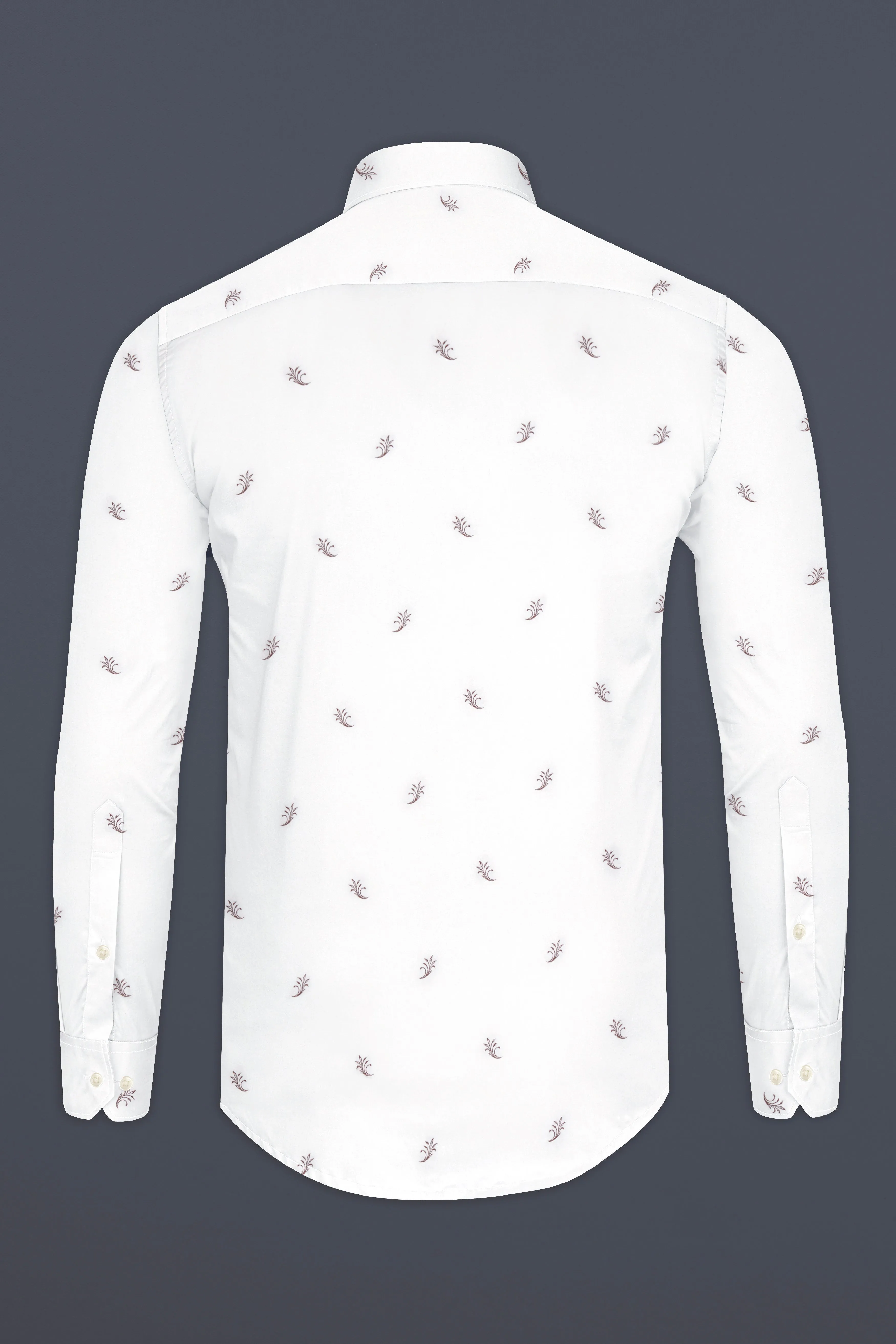 Bright White Jacquard Textured Printed Soft Cotton Shirt sold by French Crown product image thumbnail 5