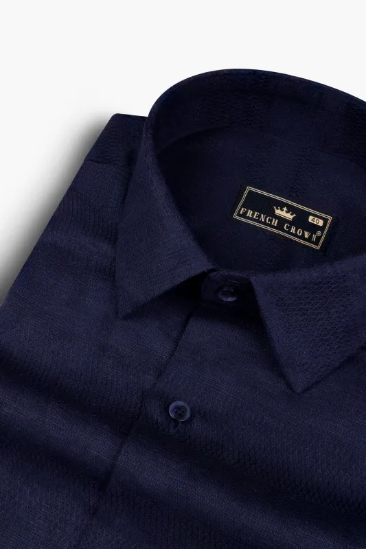 Mirage Blue Dobby Textured Premium Cotton Shirt sold by French Crown
