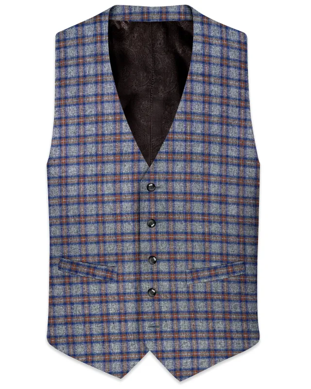Fuscous Gray Checkered Waistcoat sold by French Crown