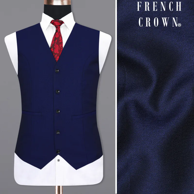 Cloud Burst Blue Textured Waistcoat sold by French Crown