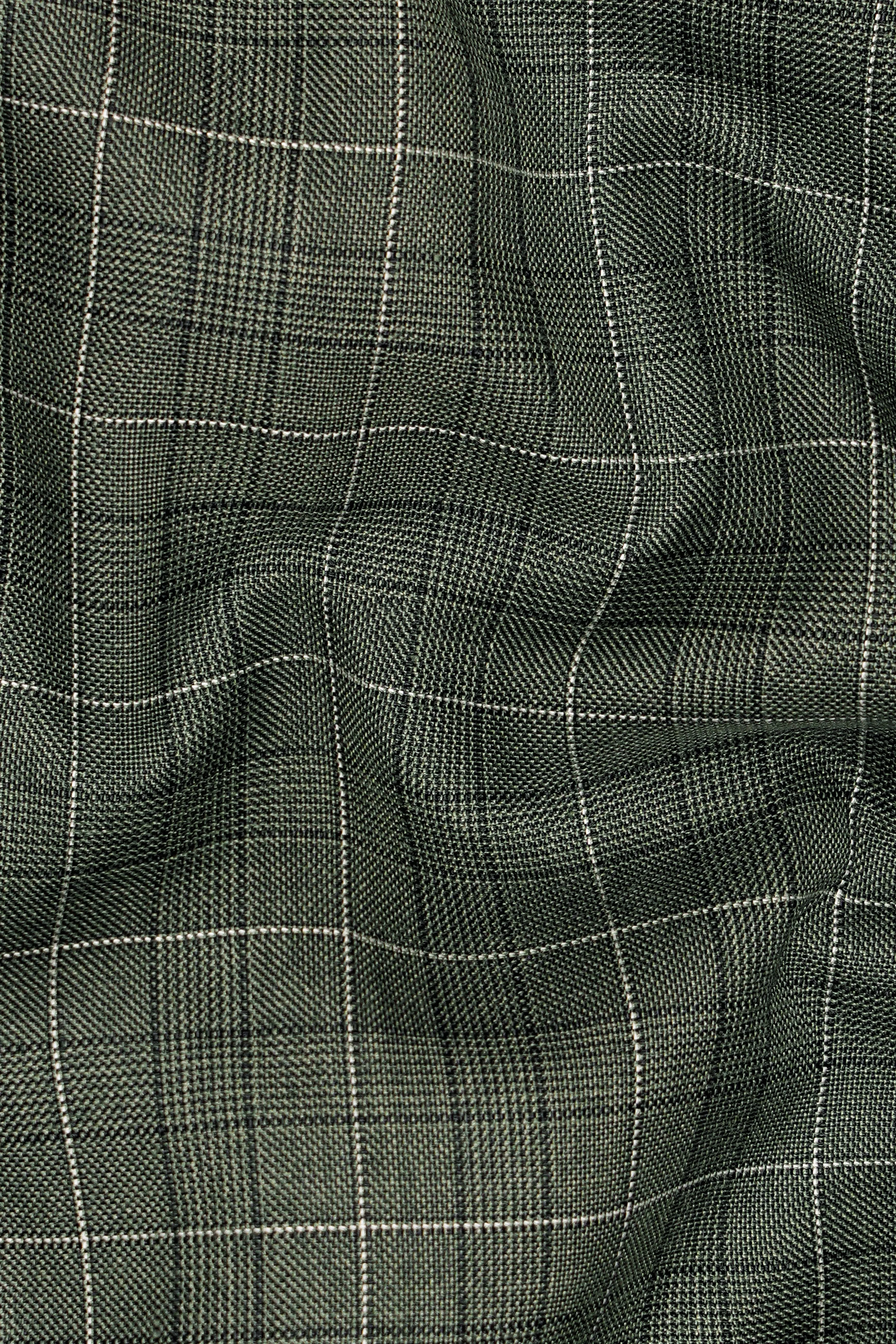 Artichoke Green Checkered Wool Rich Waistcoat sold by French Crown product image thumbnail 3