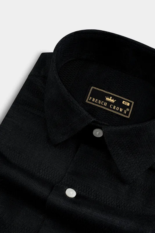 Jade Black Dobby Textured Premium Cotton Shirt sold by French Crown